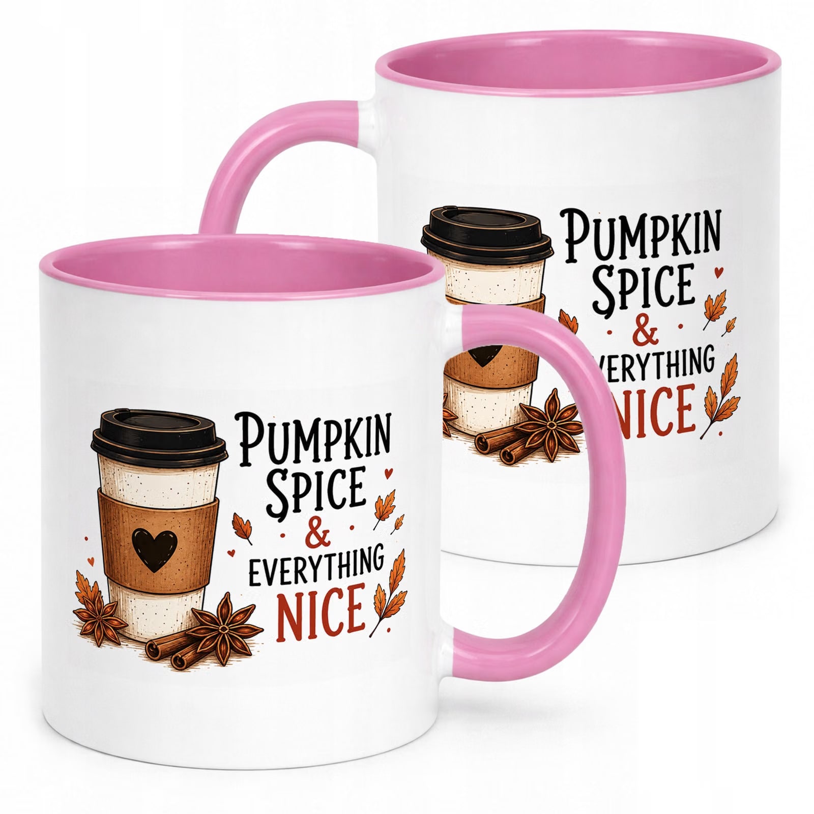 Różowy Kubek z nadrukiem Jesienny Jesień Pumpkin spice Prezent