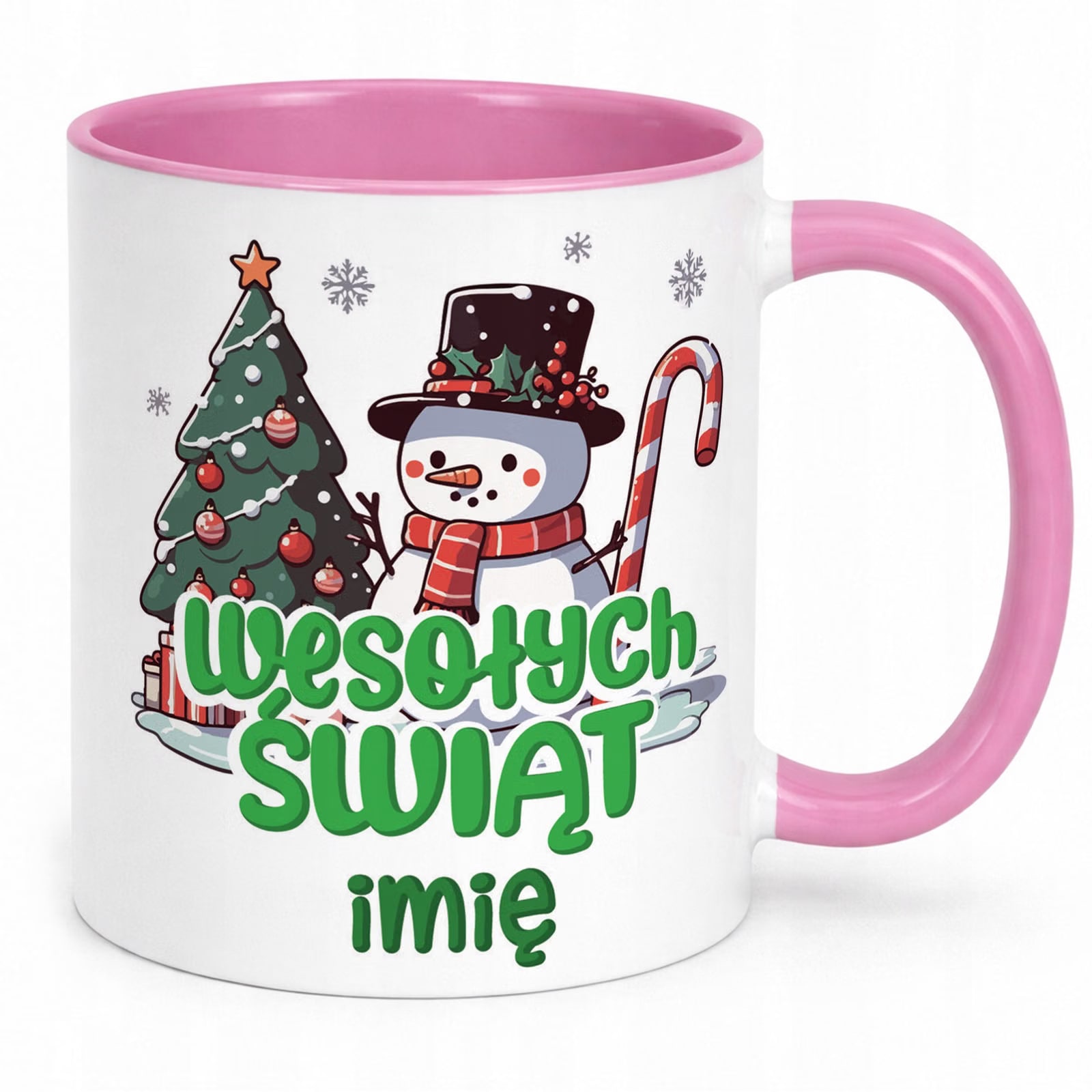 Kubek Różowy Personalizowany z Nadrukiem Boże Narodzenie Święta Prezent