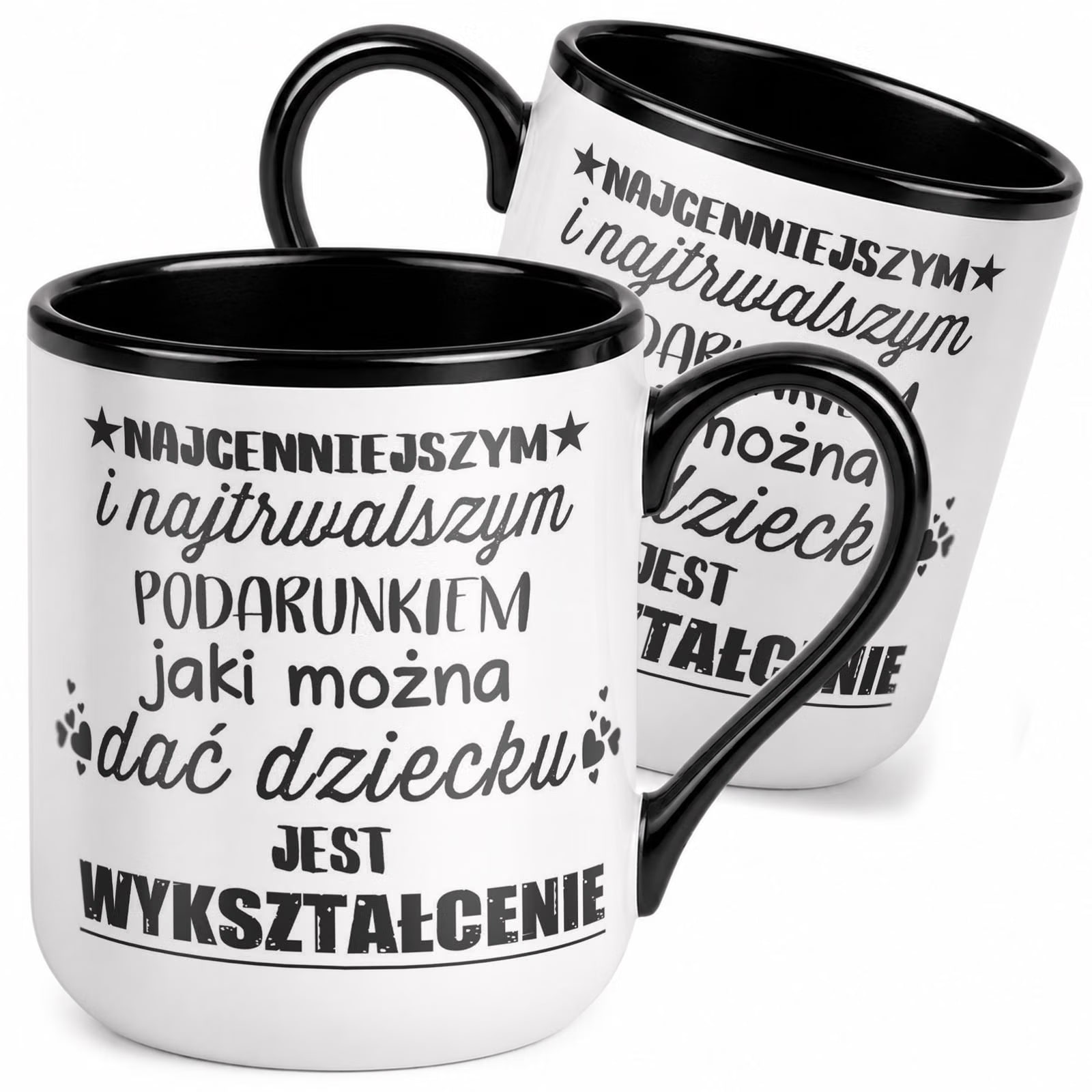 Kubek z nadrukiem Premium Czarny Dzień Nauczyciela Dla Nauczyciela Prezent