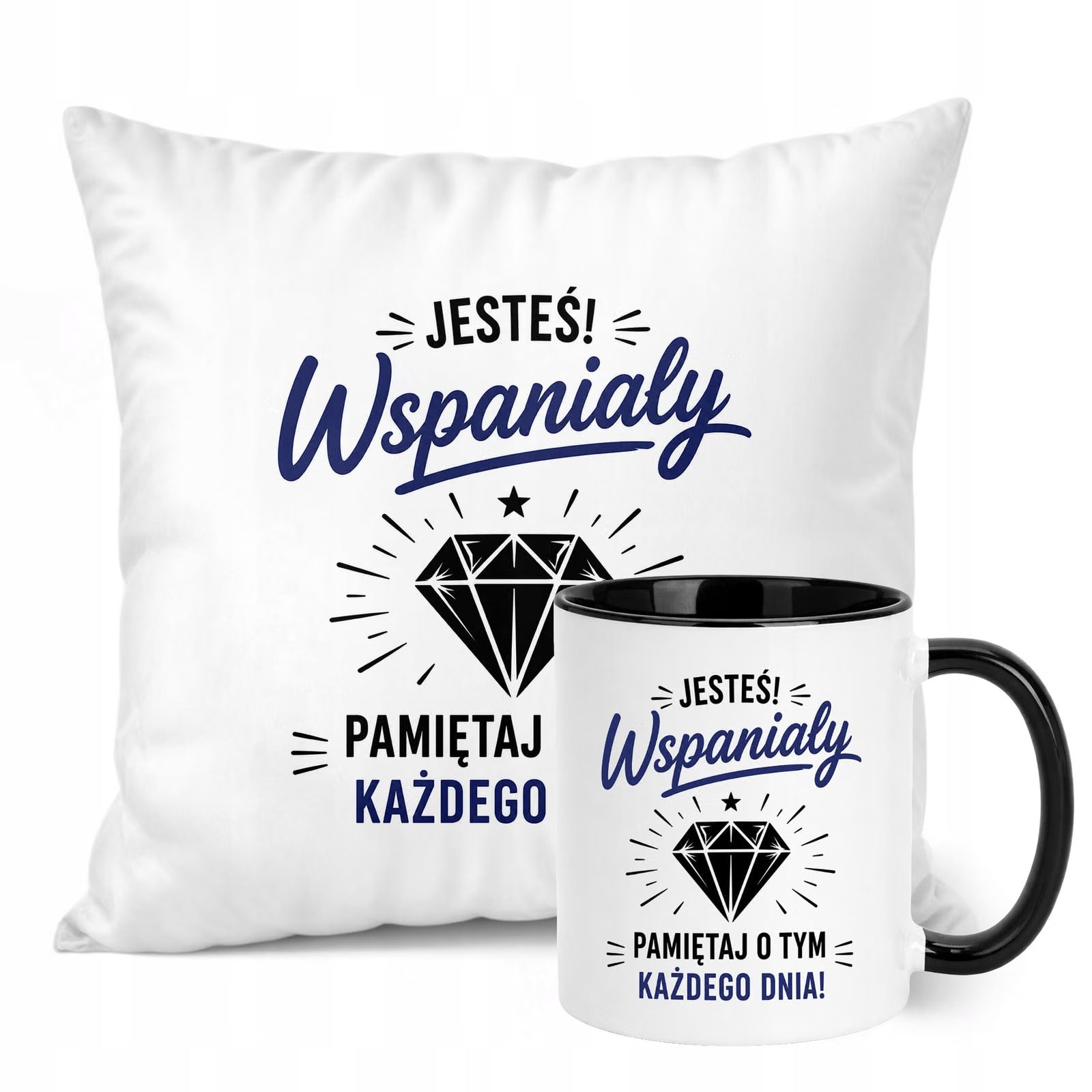 Zestaw Kubek Czarny Poduszka Dzień Chłopaka Z Nadrukiem Prezent Upominek