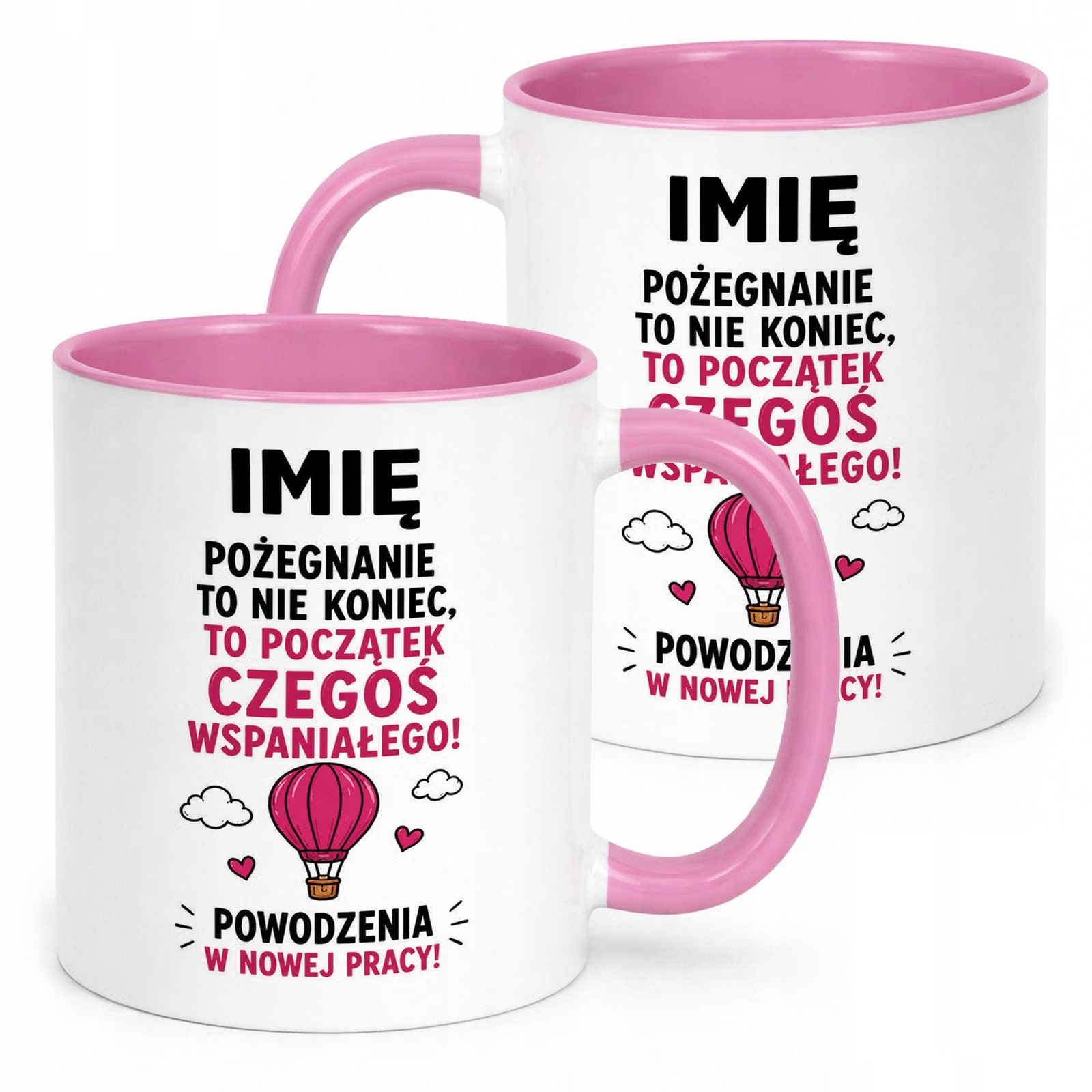 Kubek Różowy Personalizowany z Nadrukiem Pożegnanie Odejście z Pracy