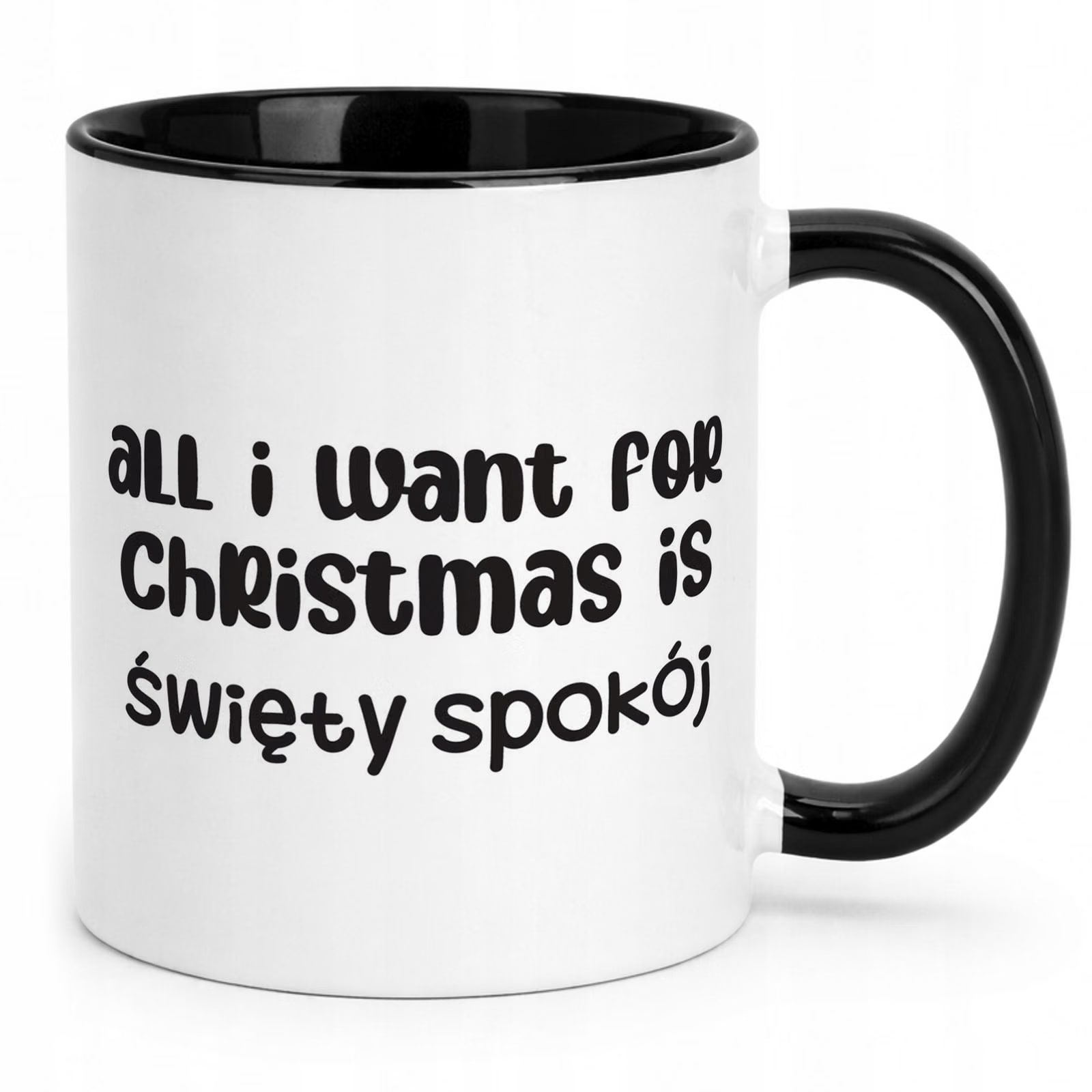 Kubek Czarny z Nadrukiem Boże Narodzenie All I Want For Christmas Prezent