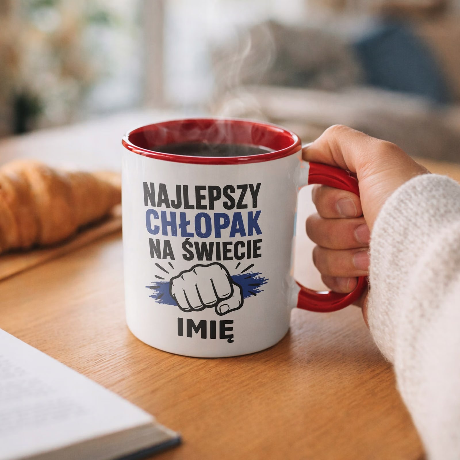 Czerwony Kubek personalizowany z nadrukiem Dzień Chłopaka Mężczyzny Prezent