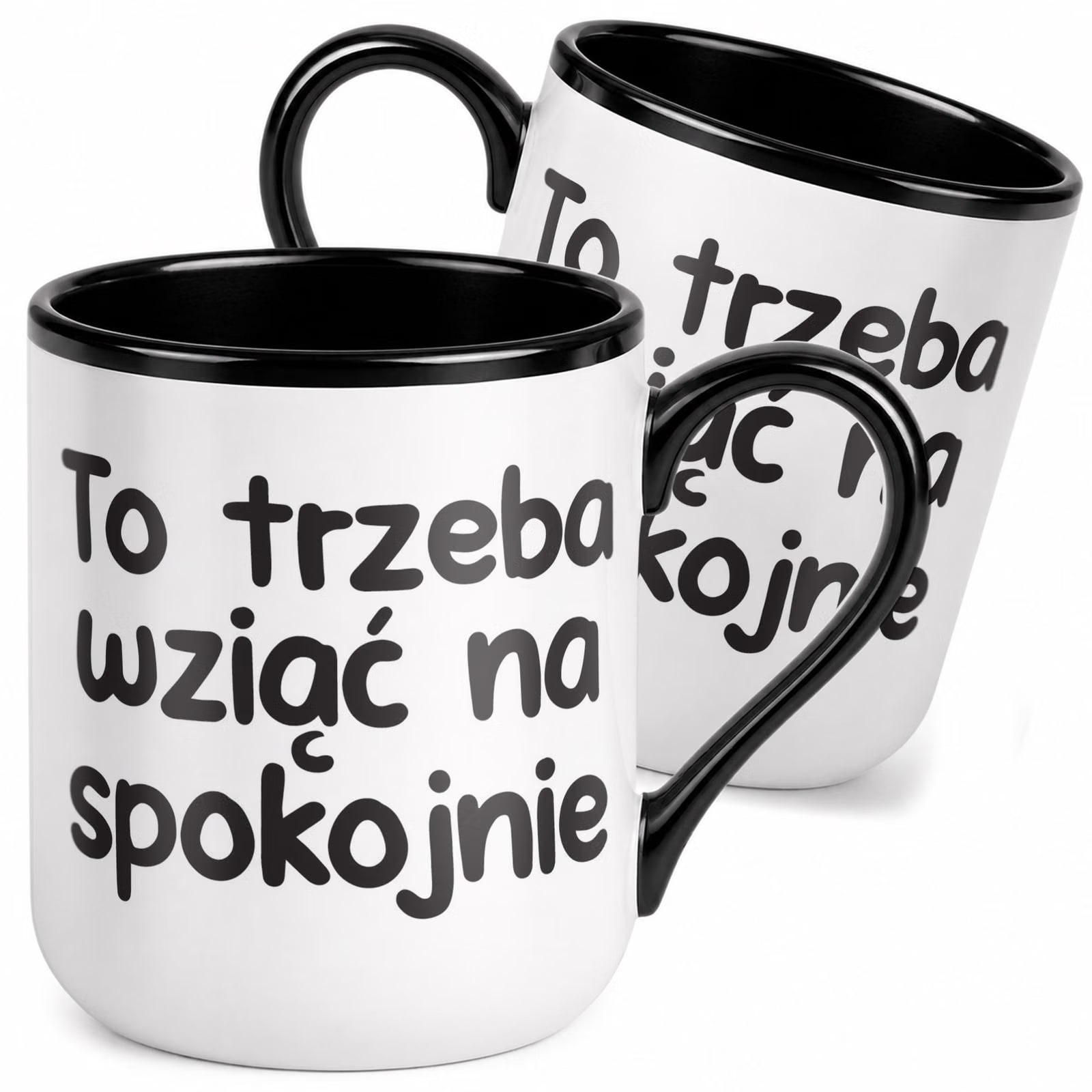 Kubek z nadrukiem Premium Czarny To Trzeba Wziąć Na Spokojnie Prezent