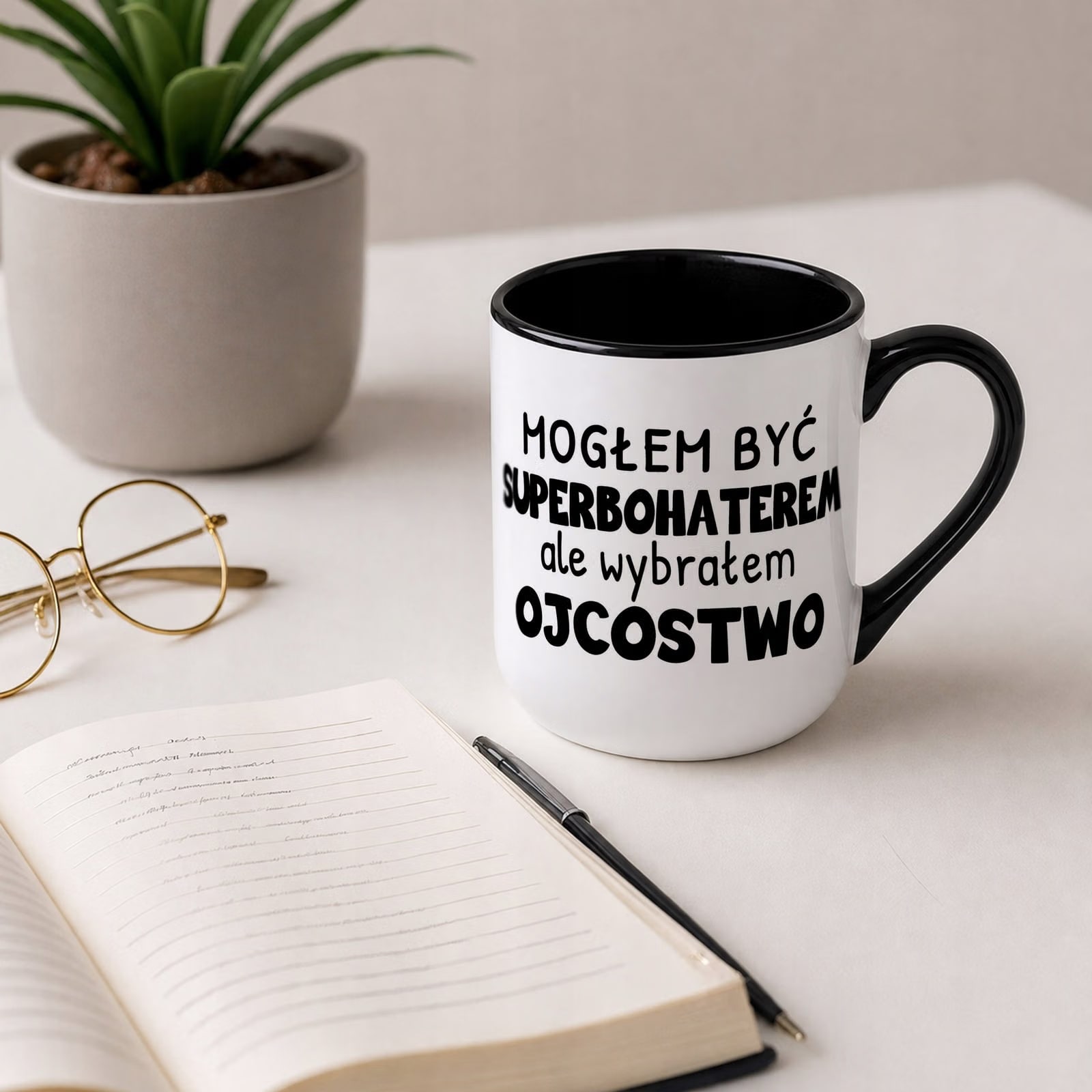 Kubek z nadrukiem Premium Czarny Dla Taty Dzień Ojca Upominek Prezent