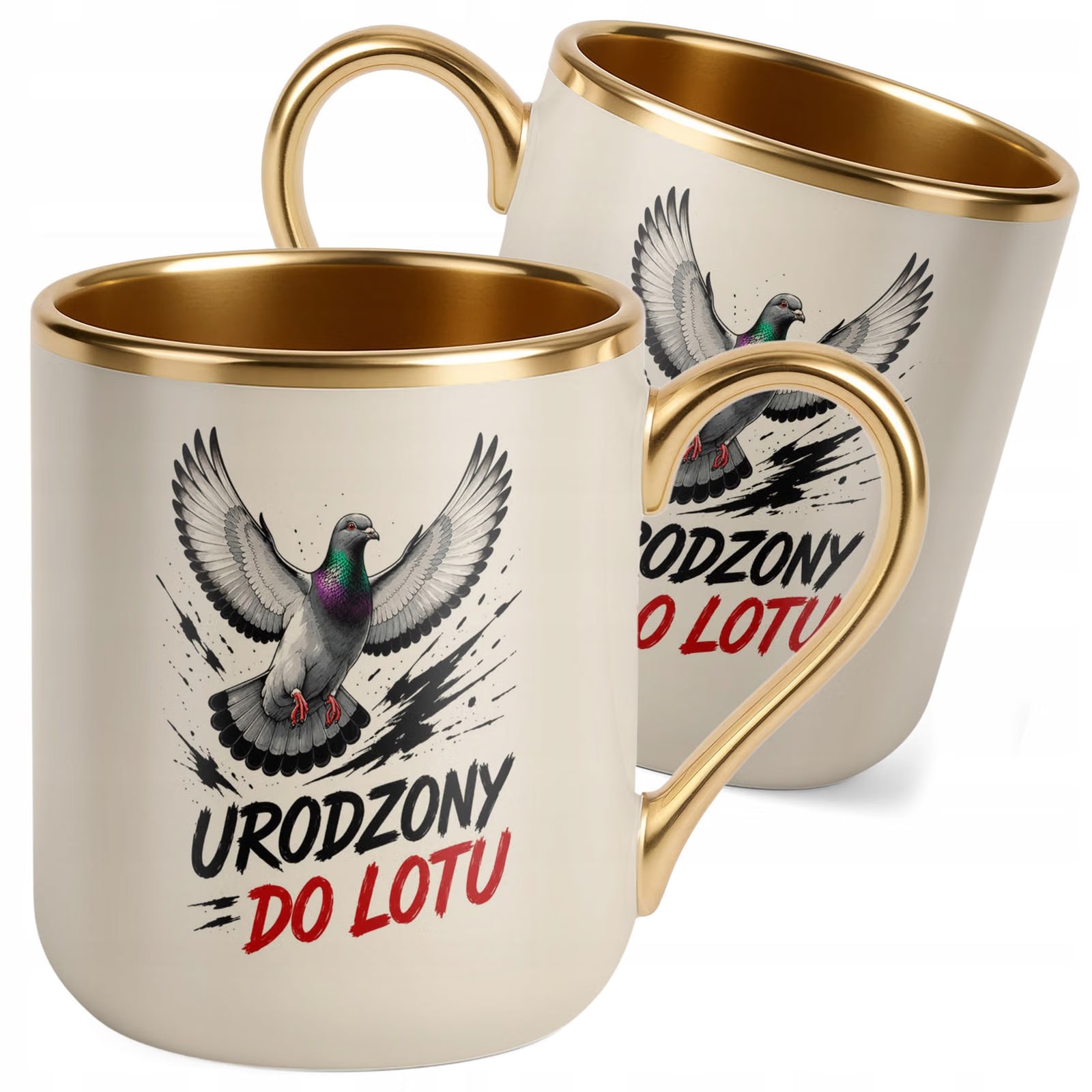 Kubek z nadrukiem Premium Złoty Ecru Dla Gołębiarza Hodowcy Gołębi Prezent