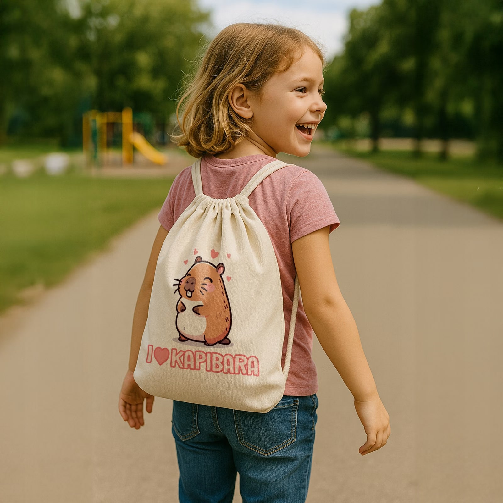 Zestaw Kubek + Plecak Kapibara Capybara Zwierzak Słodki Dla Dzieci Prezent