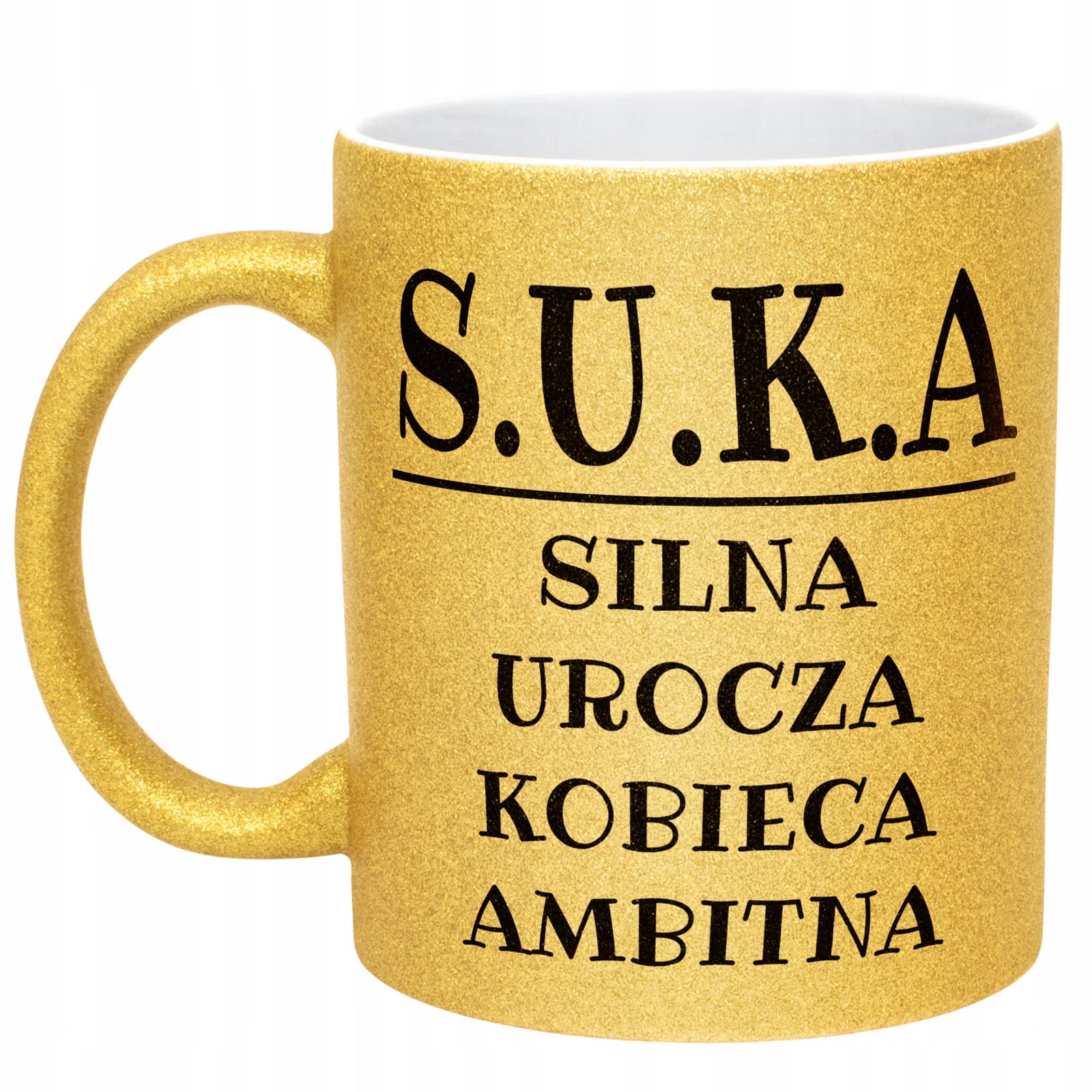 Złoty Kubek Brokatowy S.U.K.A Dla Kobiety Śmieszny Zabawny Prezent