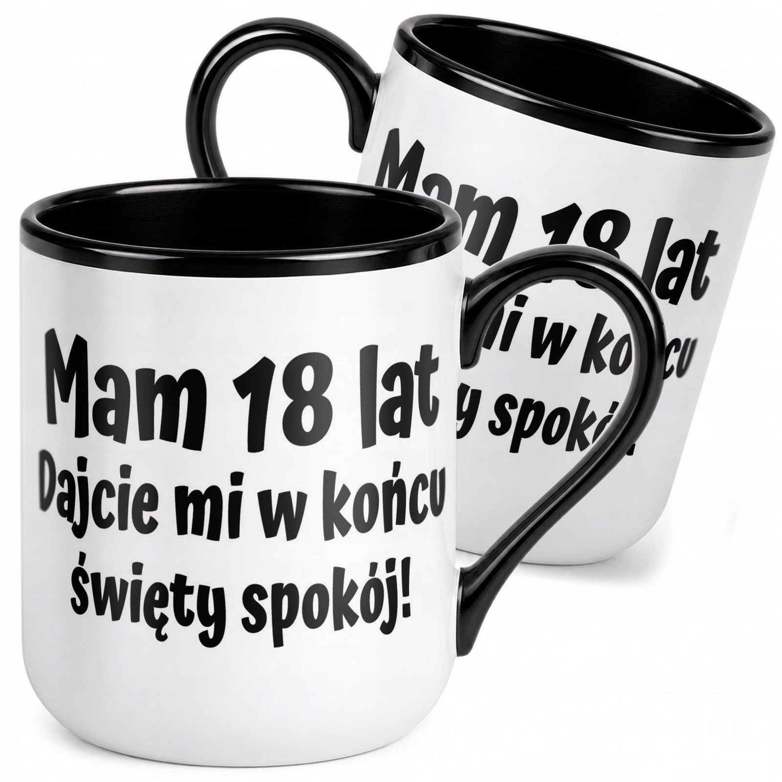 Kubek z nadrukiem Premium Czarny Na 18 Urodziny Upominek Prezent