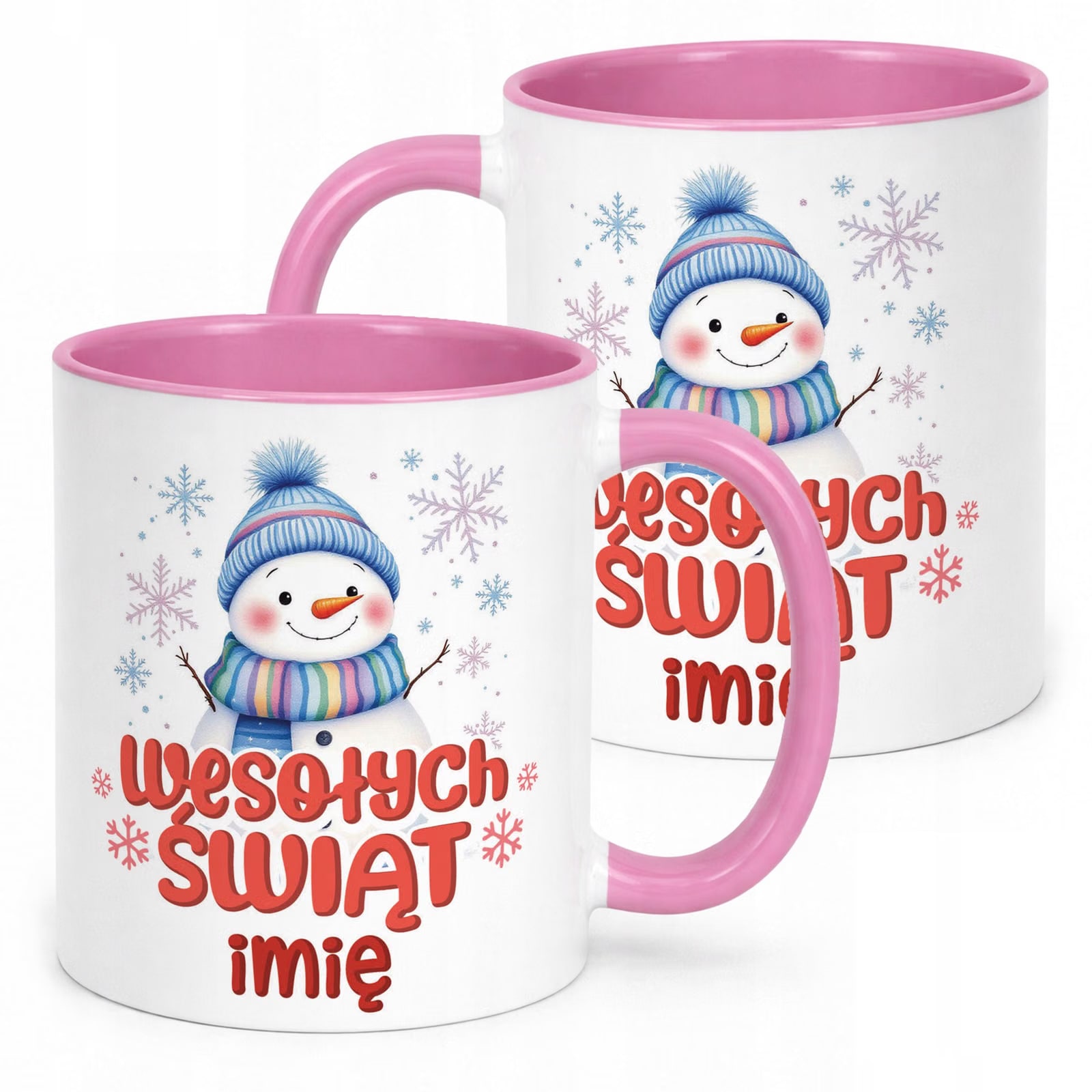 Kubek Różowy Personalizowany z Nadrukiem Boże Narodzenie Święta Prezent