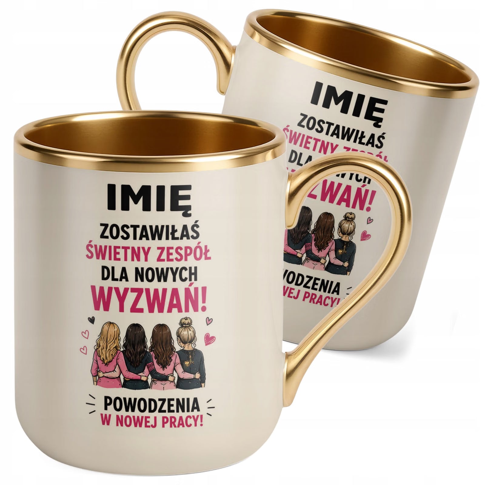 Kubek Personalizowany z nadrukiem Premium Złoty Ecru Odejście z Pracy