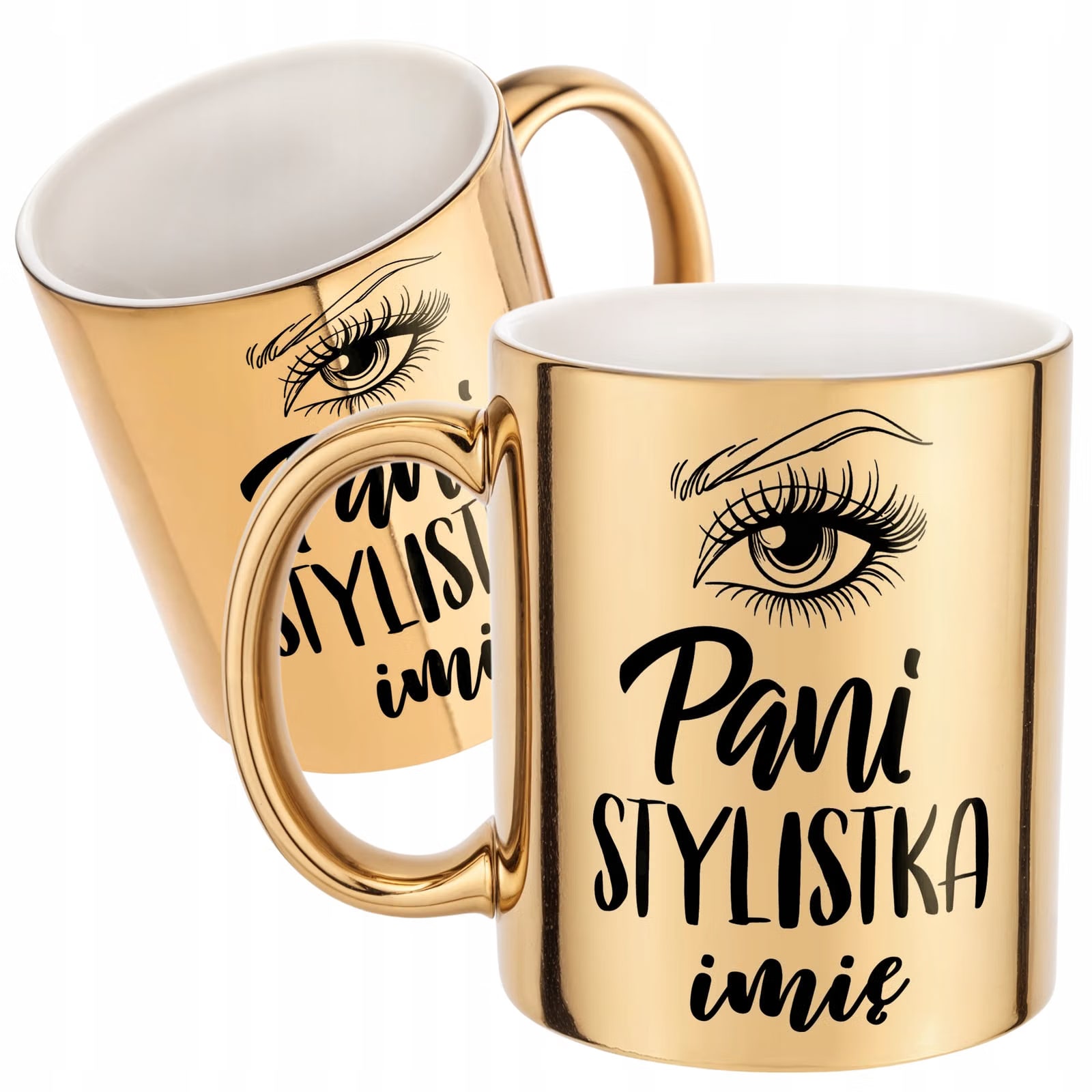 Złoty Kubek Personalizowany Pani Stylistka Rzęs Brwi Prezent
