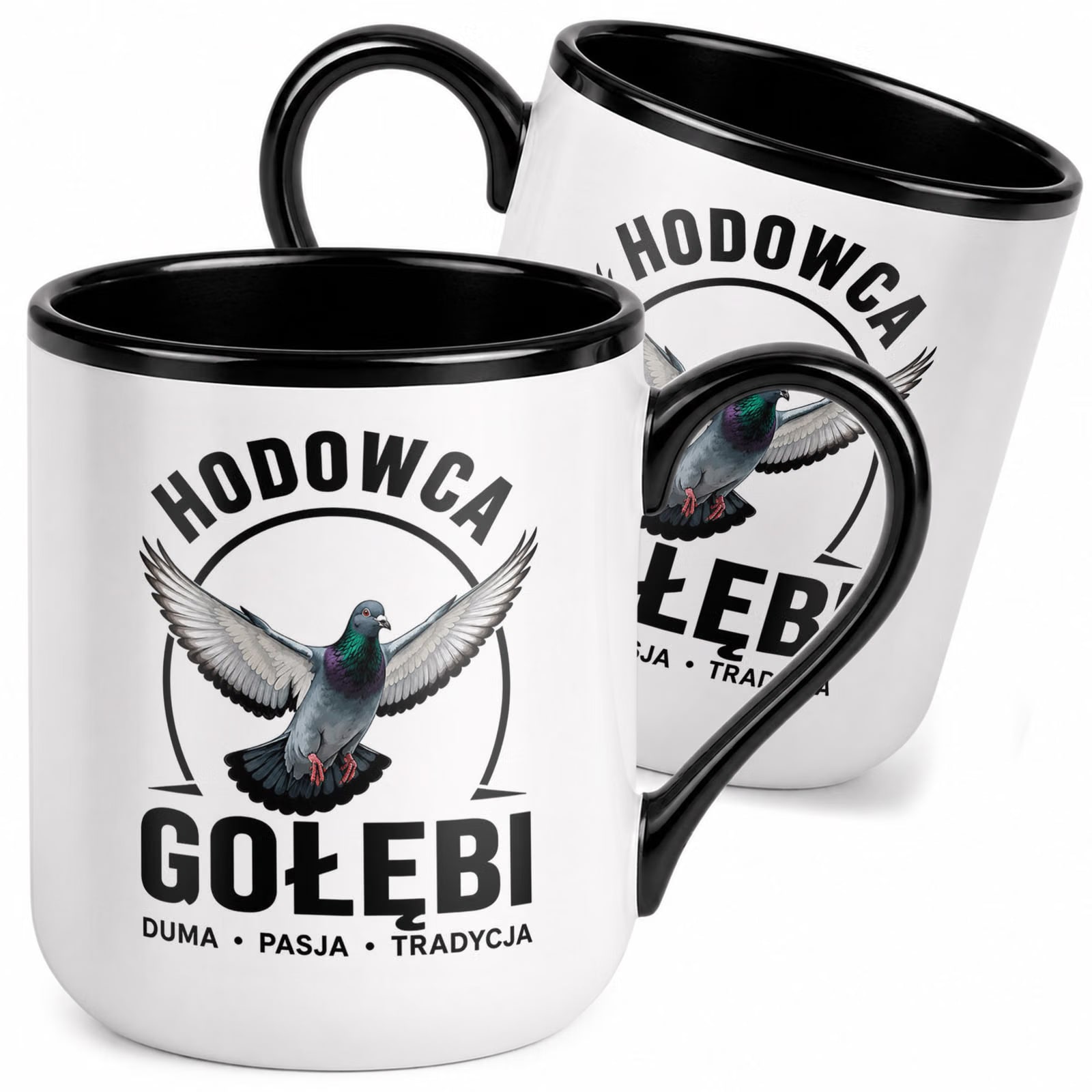 Kubek z nadrukiem Premium Czarny Dla Gołębiarza Hodowca Gołębi Prezent