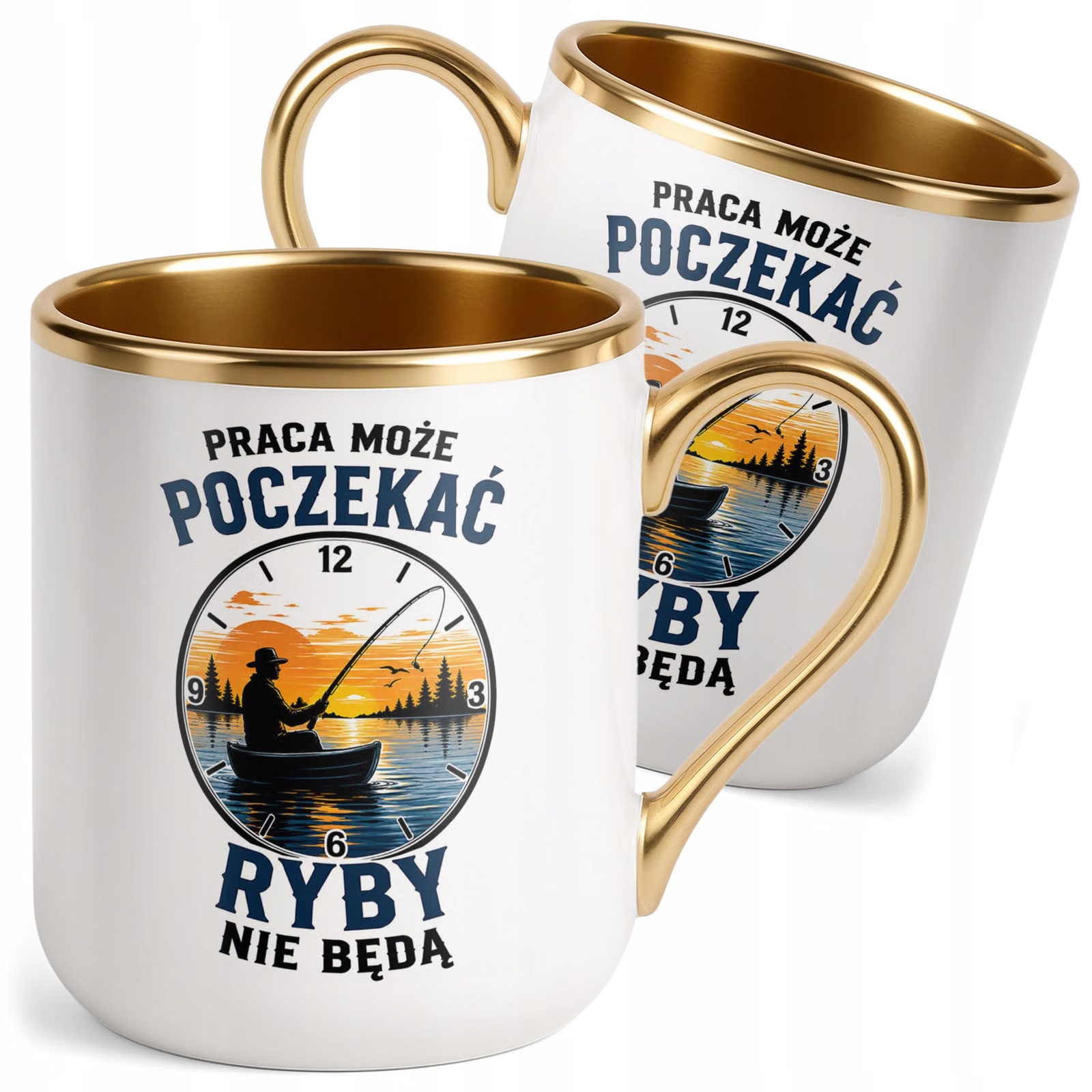 Kubek z nadrukiem Premium Złoty Dla Wędkarza Rybaka Prezent