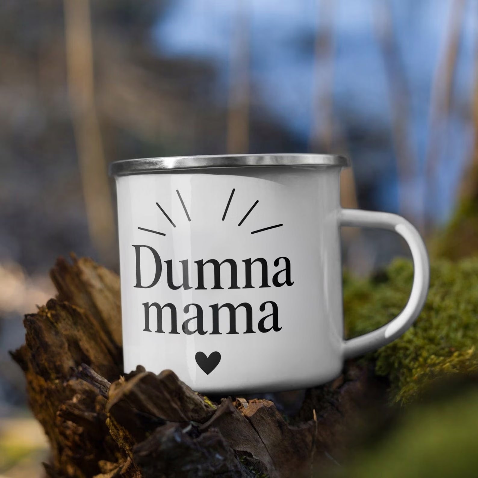 Kubek Emaliowany dla mamy Dzień Matki mały z z Nadrukiem Biały Metalowy
