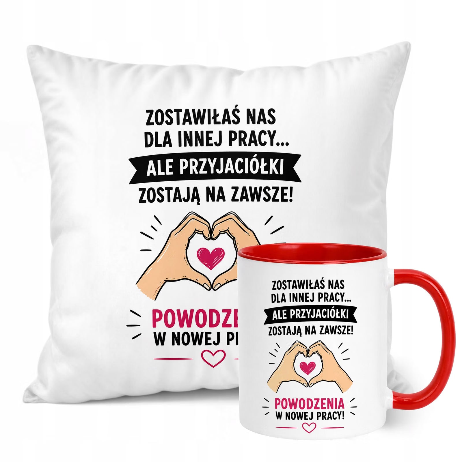 Zestaw Kubek Czerwony Poduszka Z Nadrukiem Odejście z Pracy Prezent