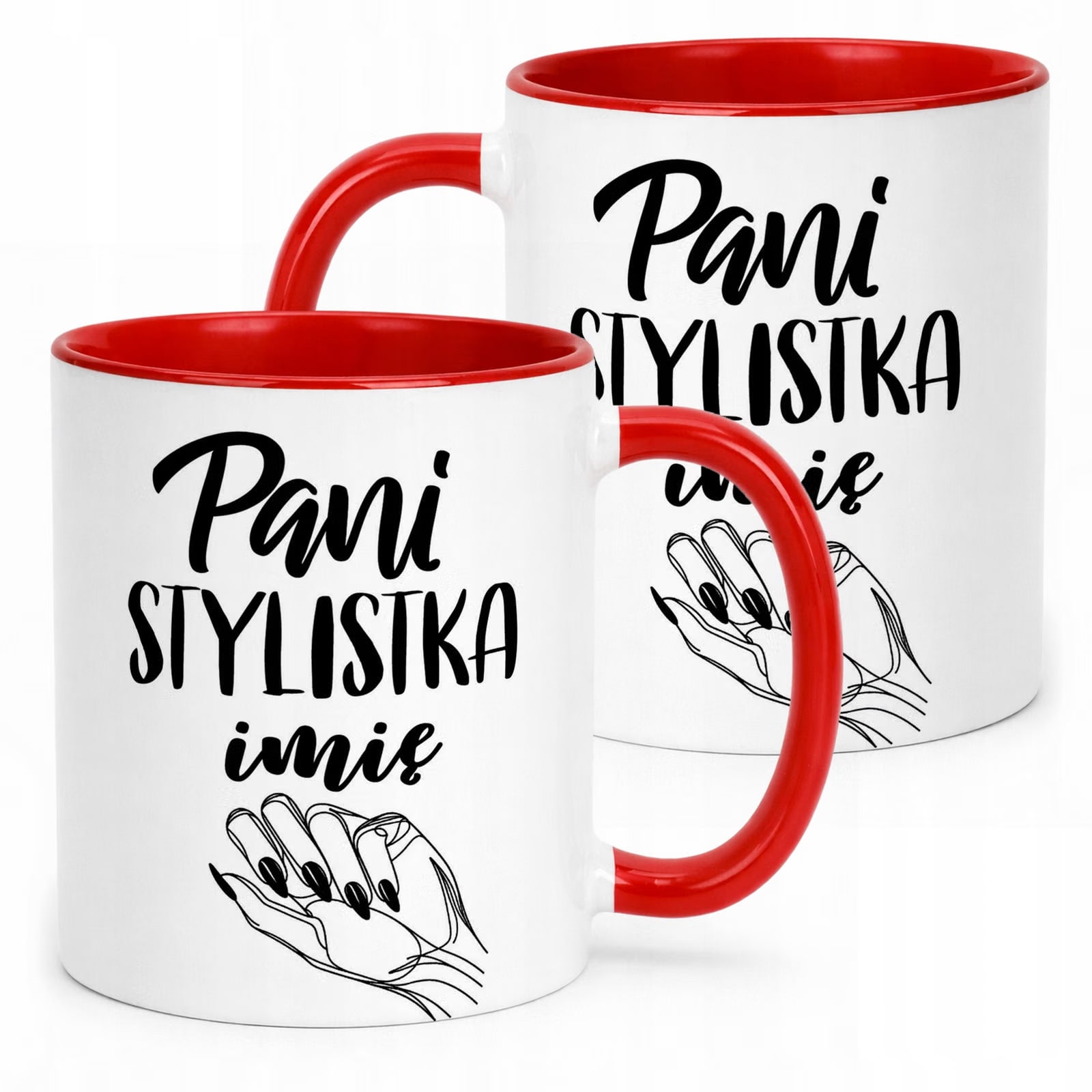 Kubek Czerwony Personalizowany Pani Stylistka Dla Stylistki Paznokci