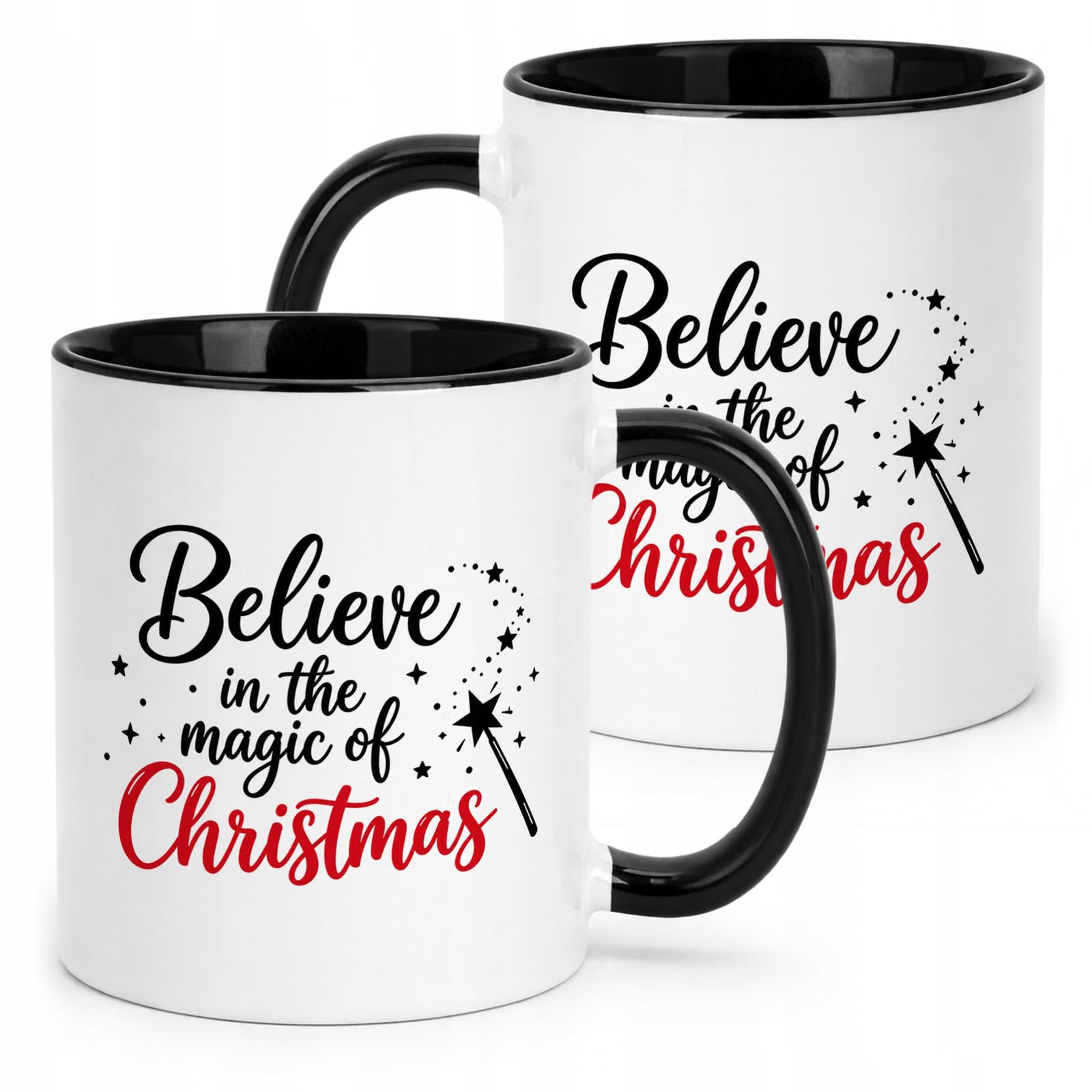 Kubek Czarny z Nadrukiem Boże Narodzenie Święta Magic Of Christmas Prezent