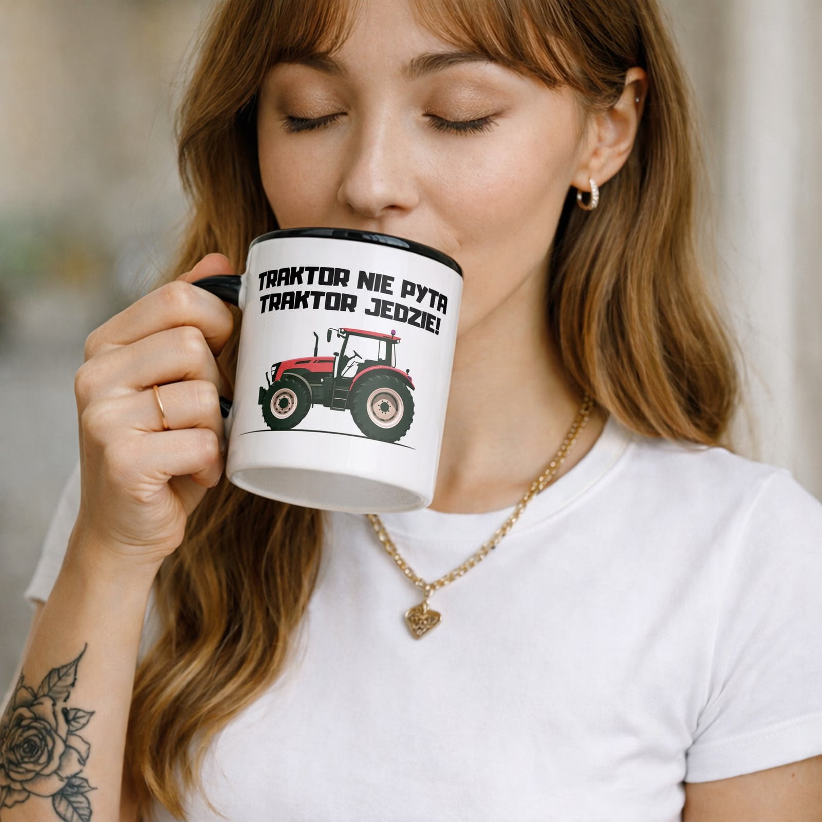 Kubek Czarny Rolnik Dla Rolnika Traktor Zabawny Prezent Upominek
