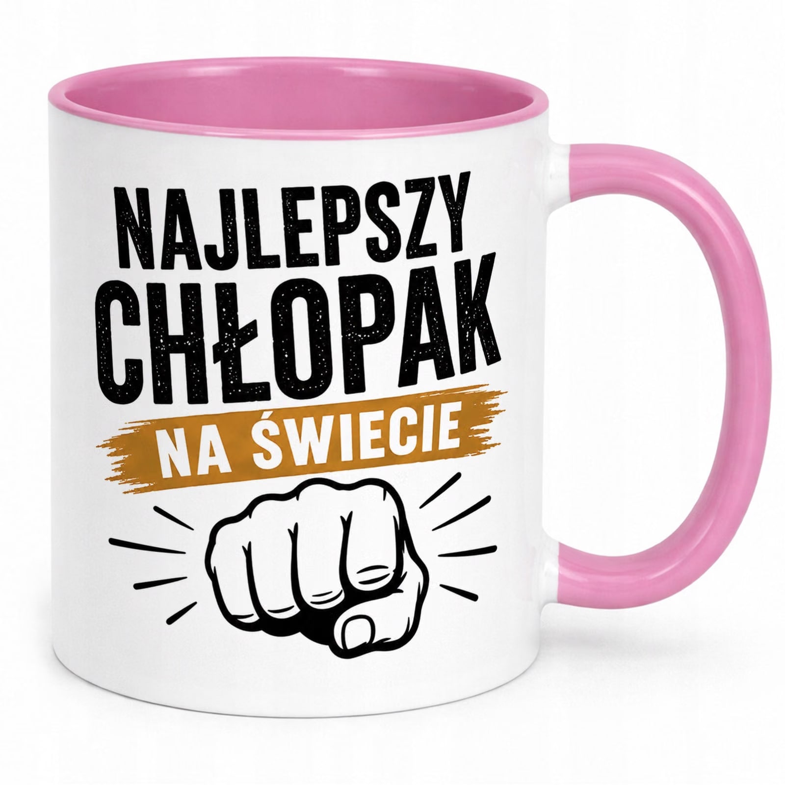Różowy Kubek z nadrukiem Dzień Chłopaka Mężczyzny Upominek Prezent