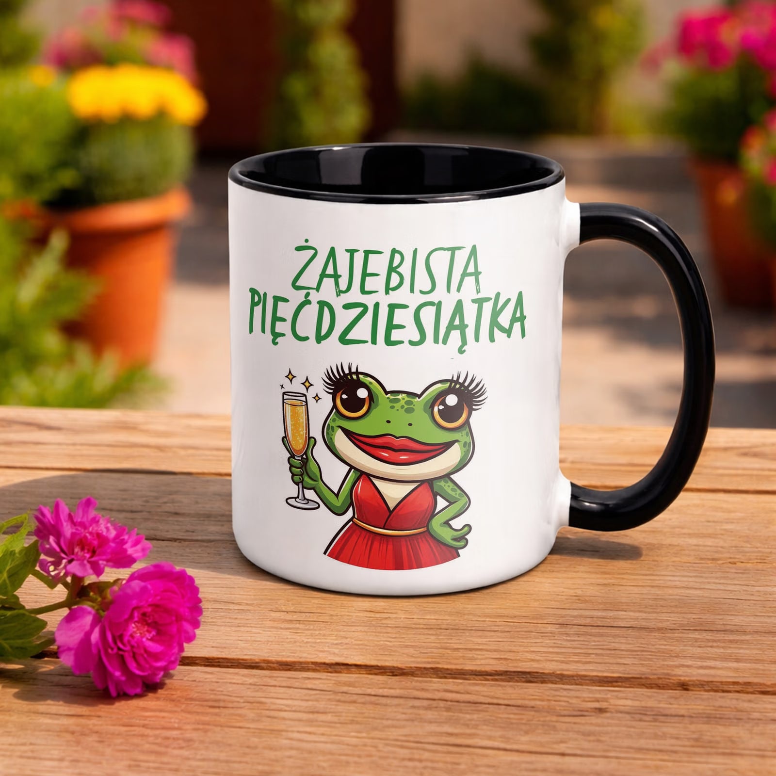 Kubek Czarny Żajebista 50 Dla Kobiety Na Urodziny Prezent
