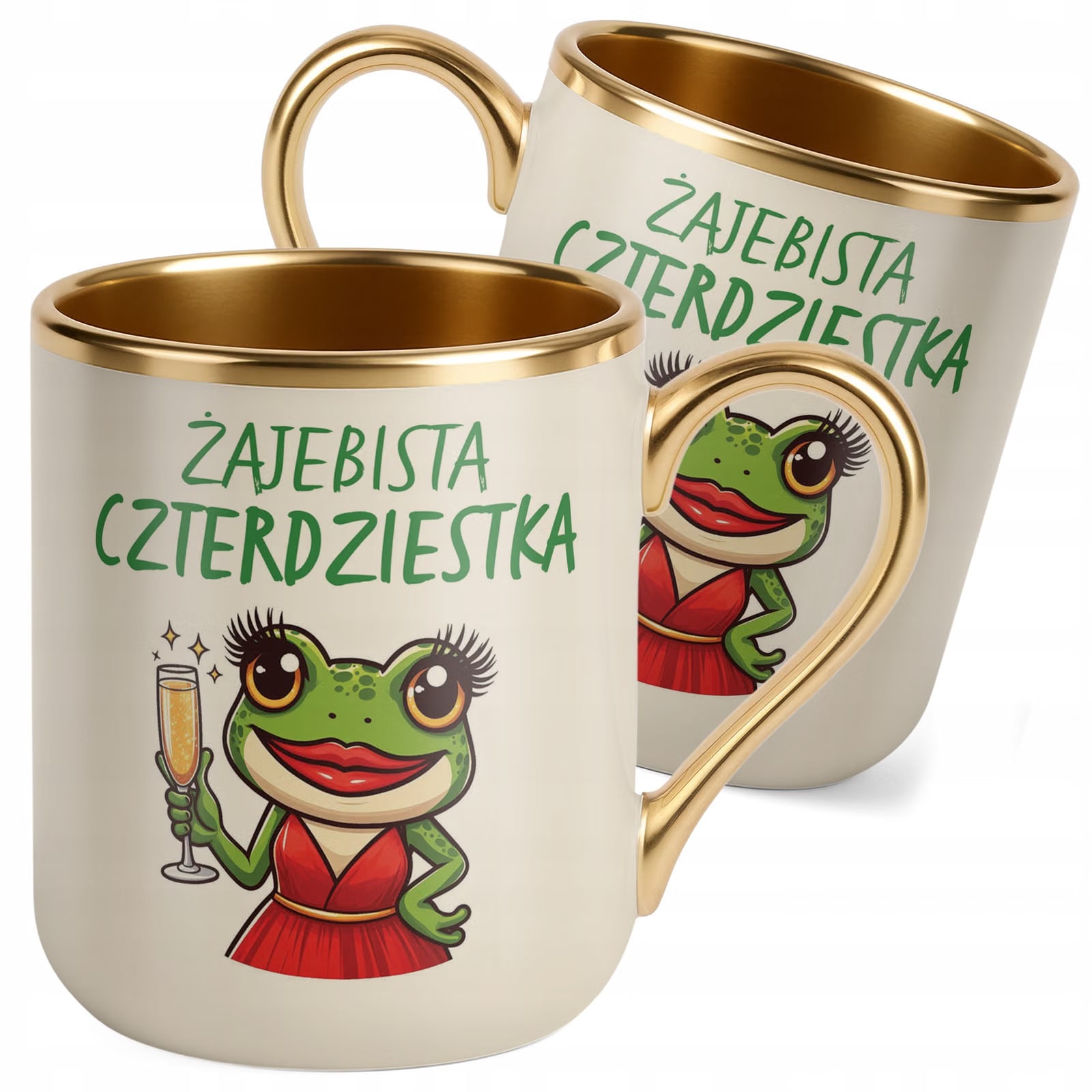 Kubek Premium Złoty Ecru Żajebista 40 Dla Kobiety Na Urodziny Prezent