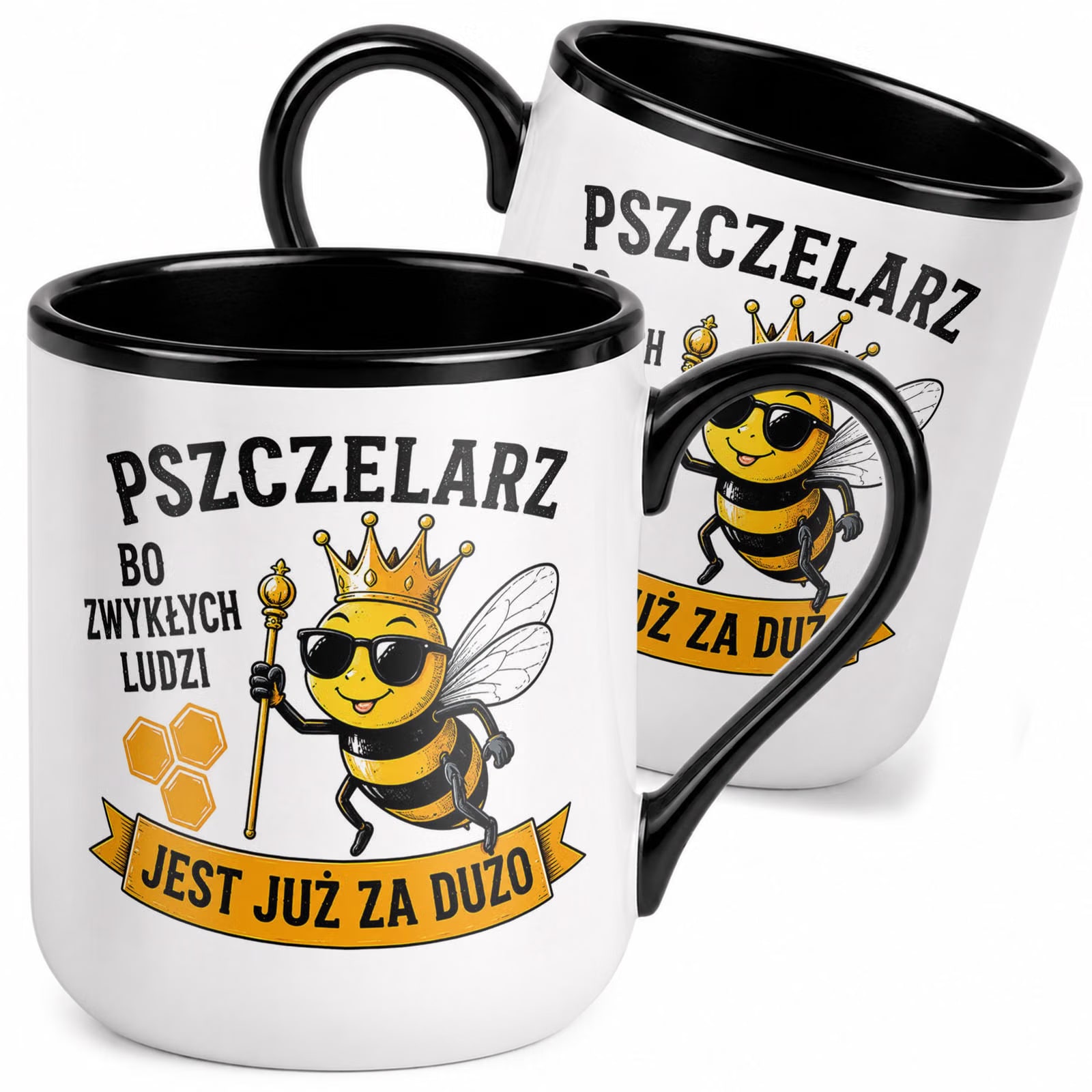 Kubek z nadrukiem Premium Czarny Dla Pszczelarza Szef Pasieki Prezent