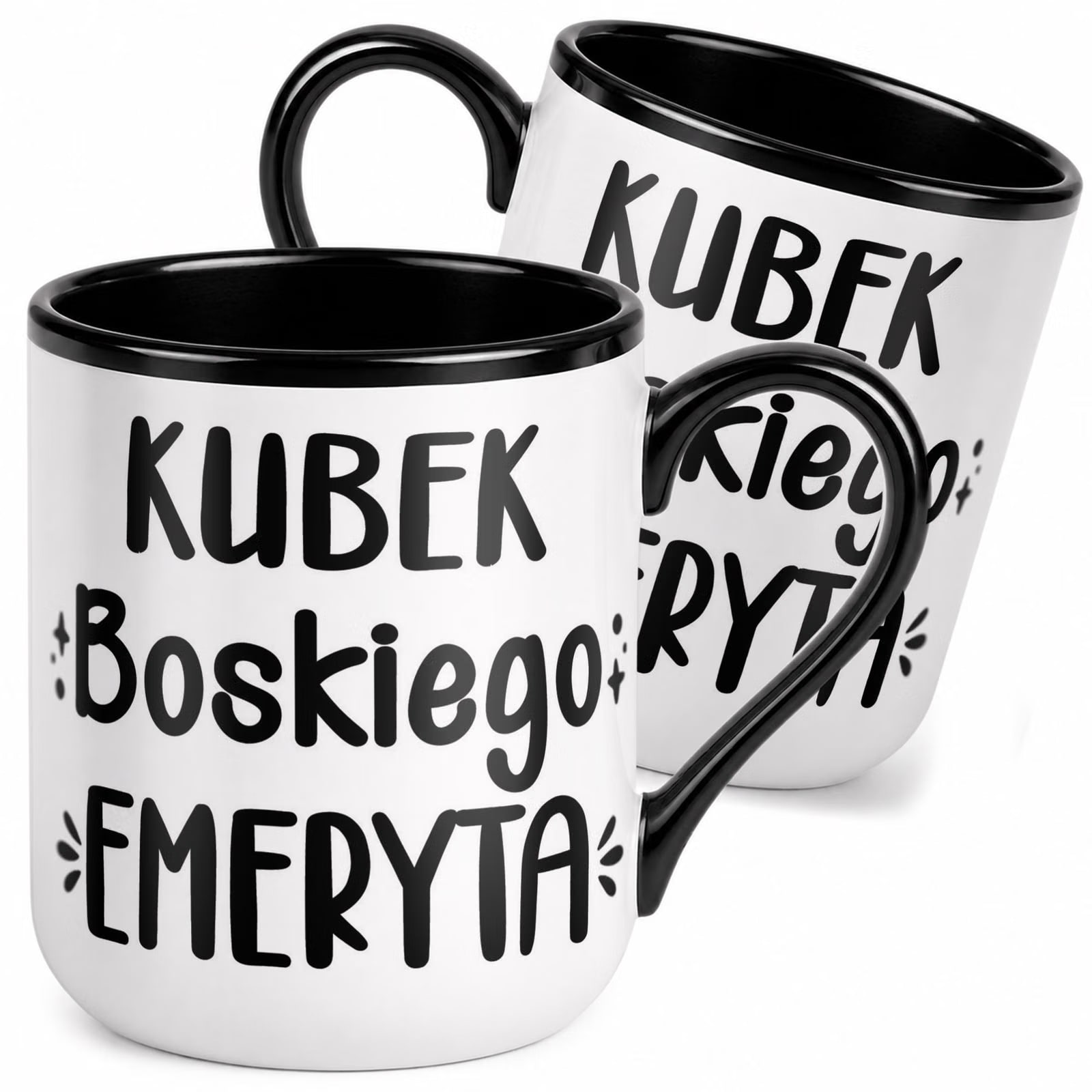 Kubek z nadrukiem Premium Czarny Emerytura Dla Emeryta Upominek Prezent