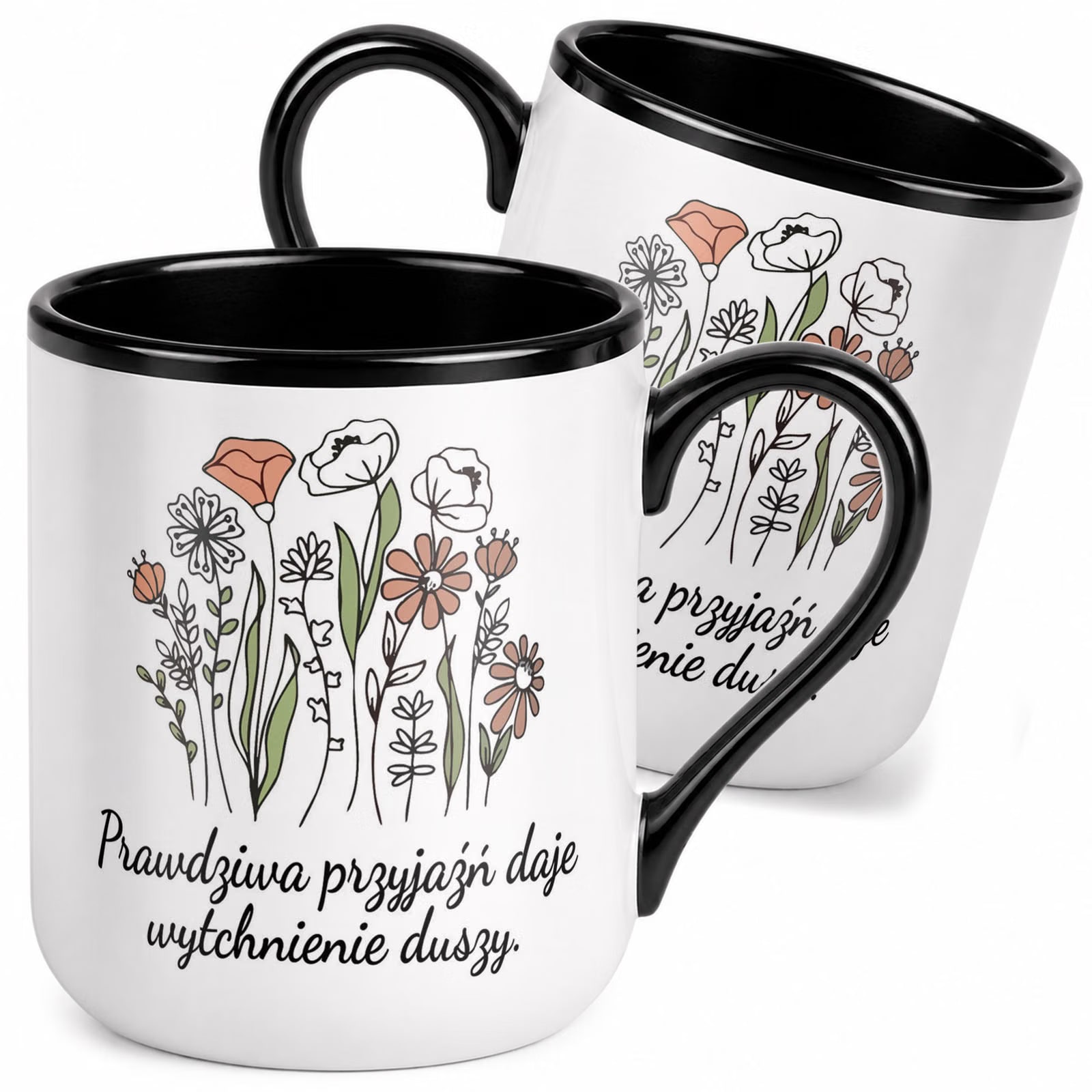 Kubek z nadrukiem Premium Czarny Dla Przyjaciela Prawdziwa Przyjaźń Prezent