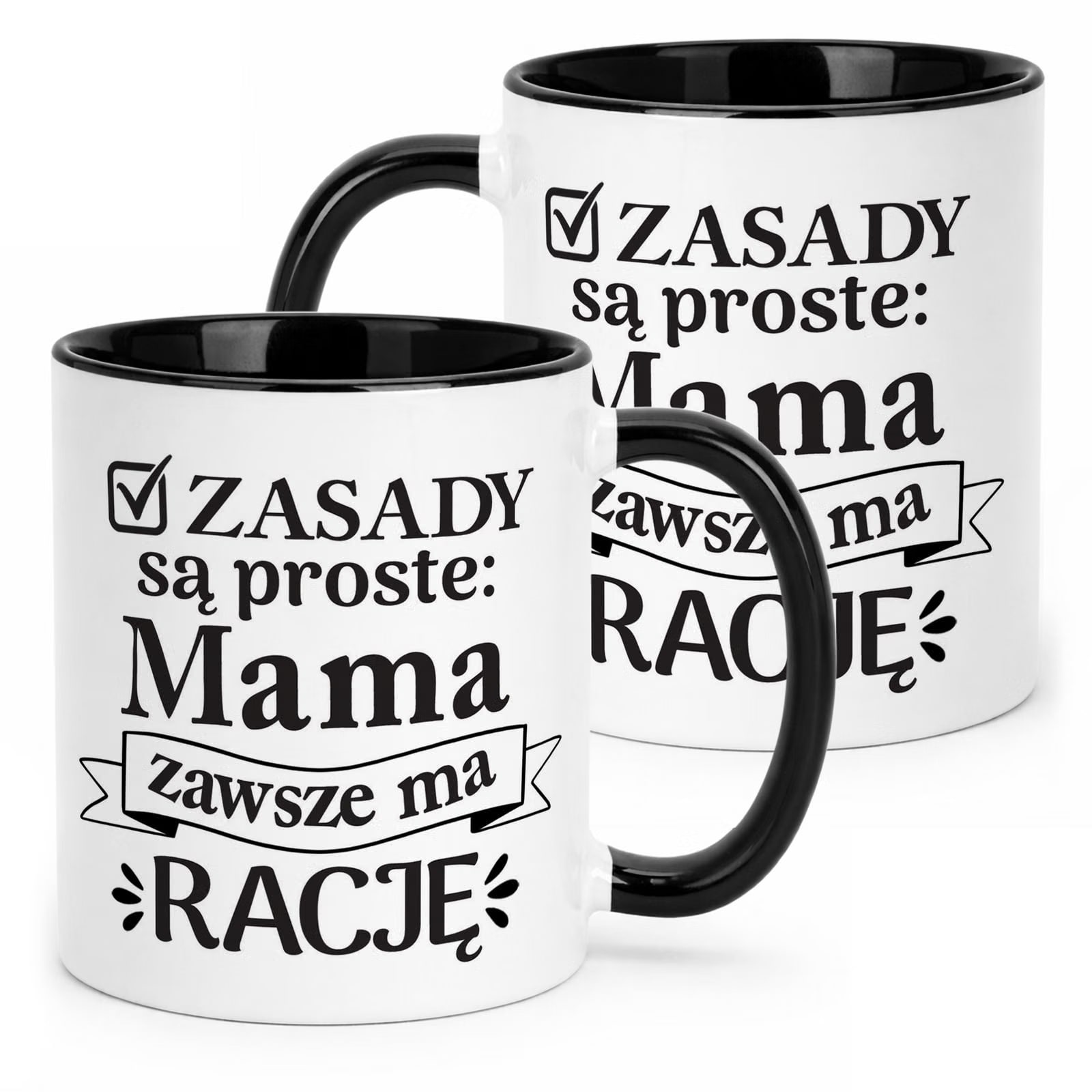 Kubek Czarny Dzień Matki Dla Mamy Prezent Zasady Są Proste
