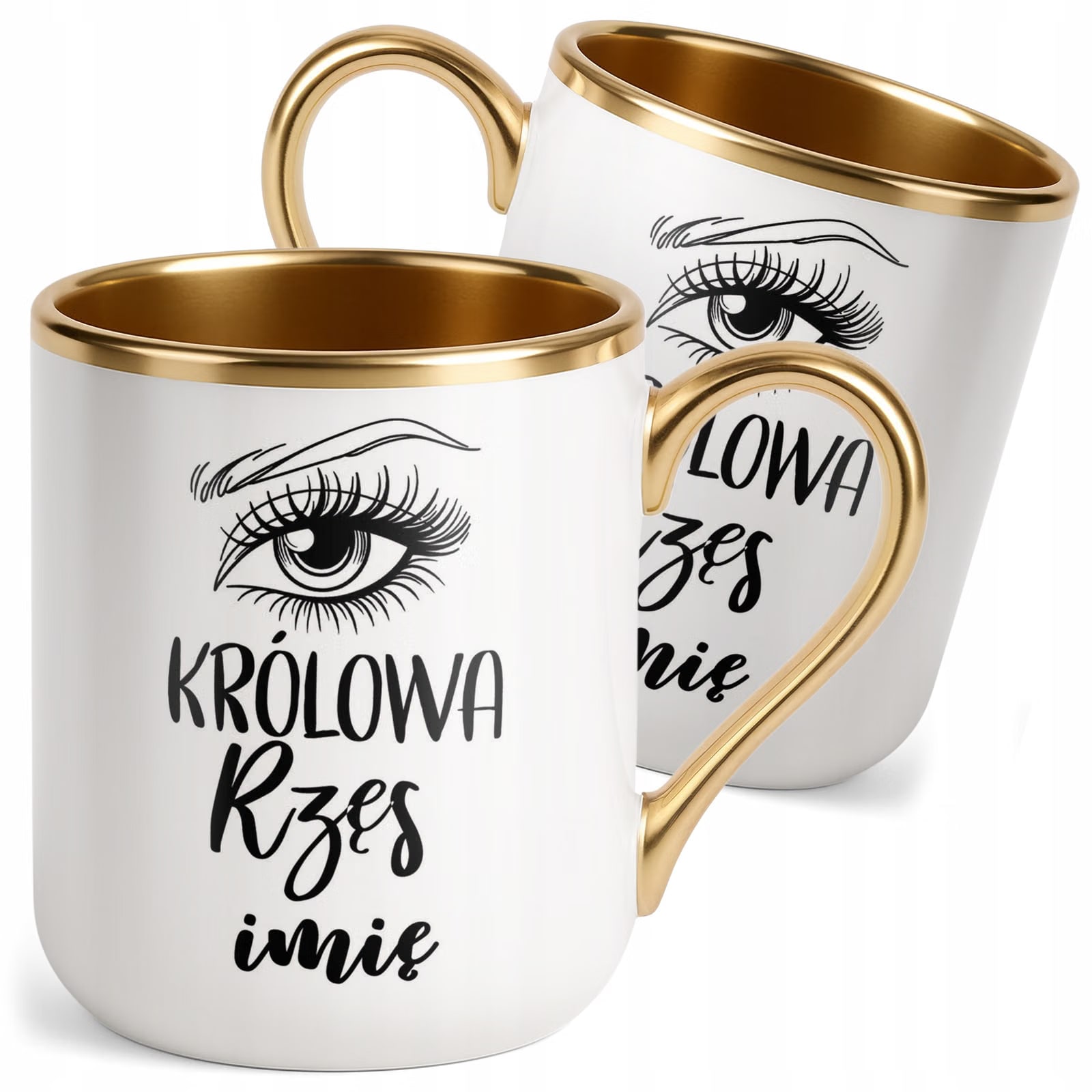 Kubek Premium Złoty Personalizowany Królowa Rzęs Dla Stylistki Prezent