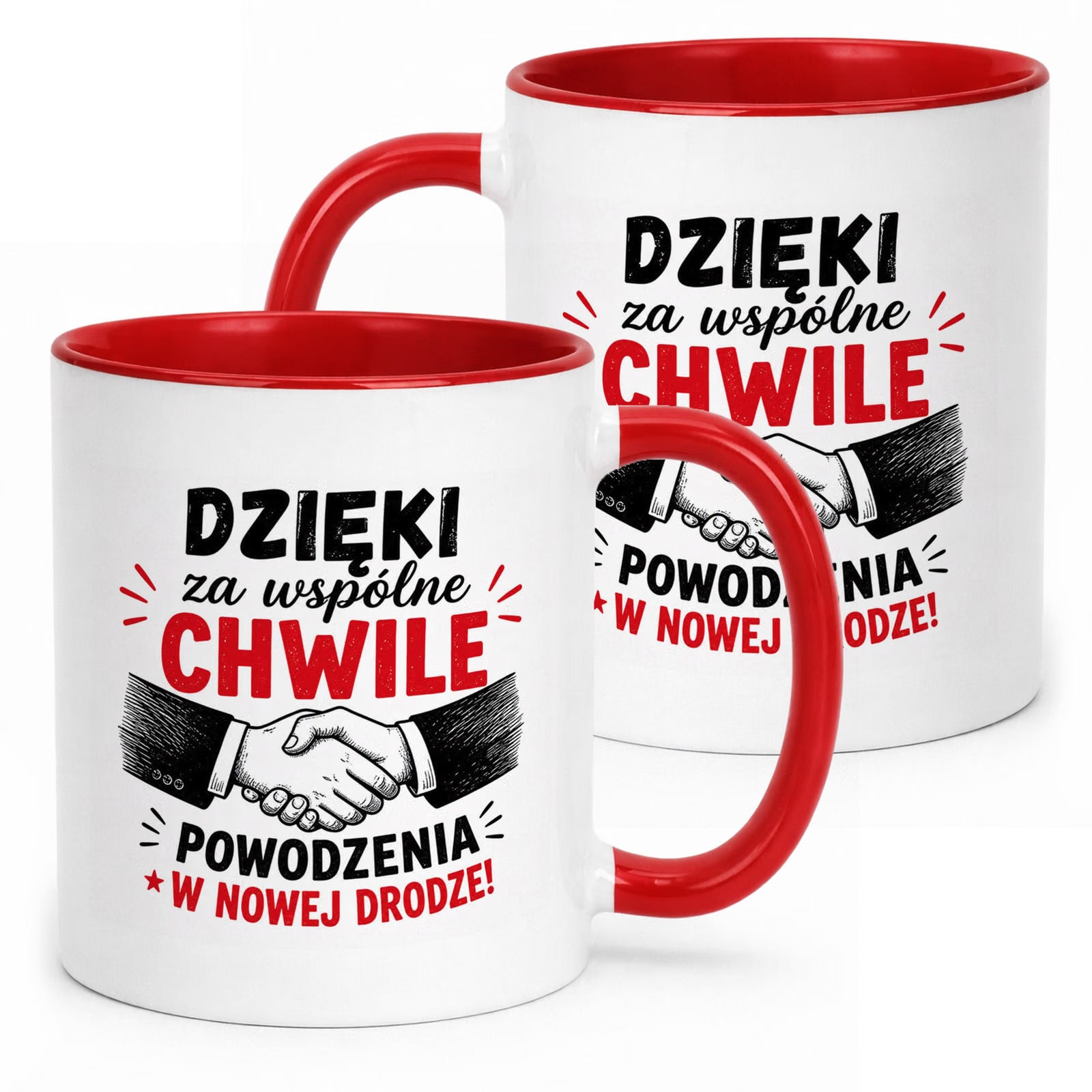 Kubek Czerwony z nadrukiem Pożegnanie Odejście z Pracy Upominek Prezent