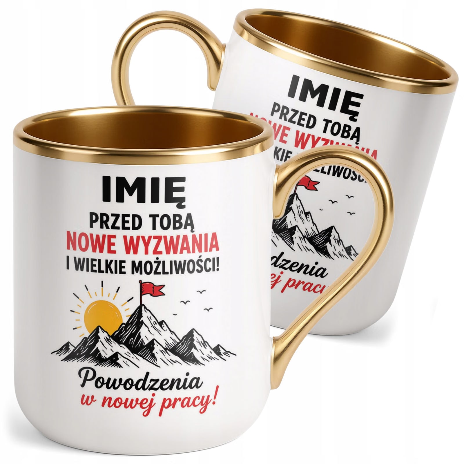 Kubek Personalizowany z nadrukiem Premium Złoty Odejście z Pracy