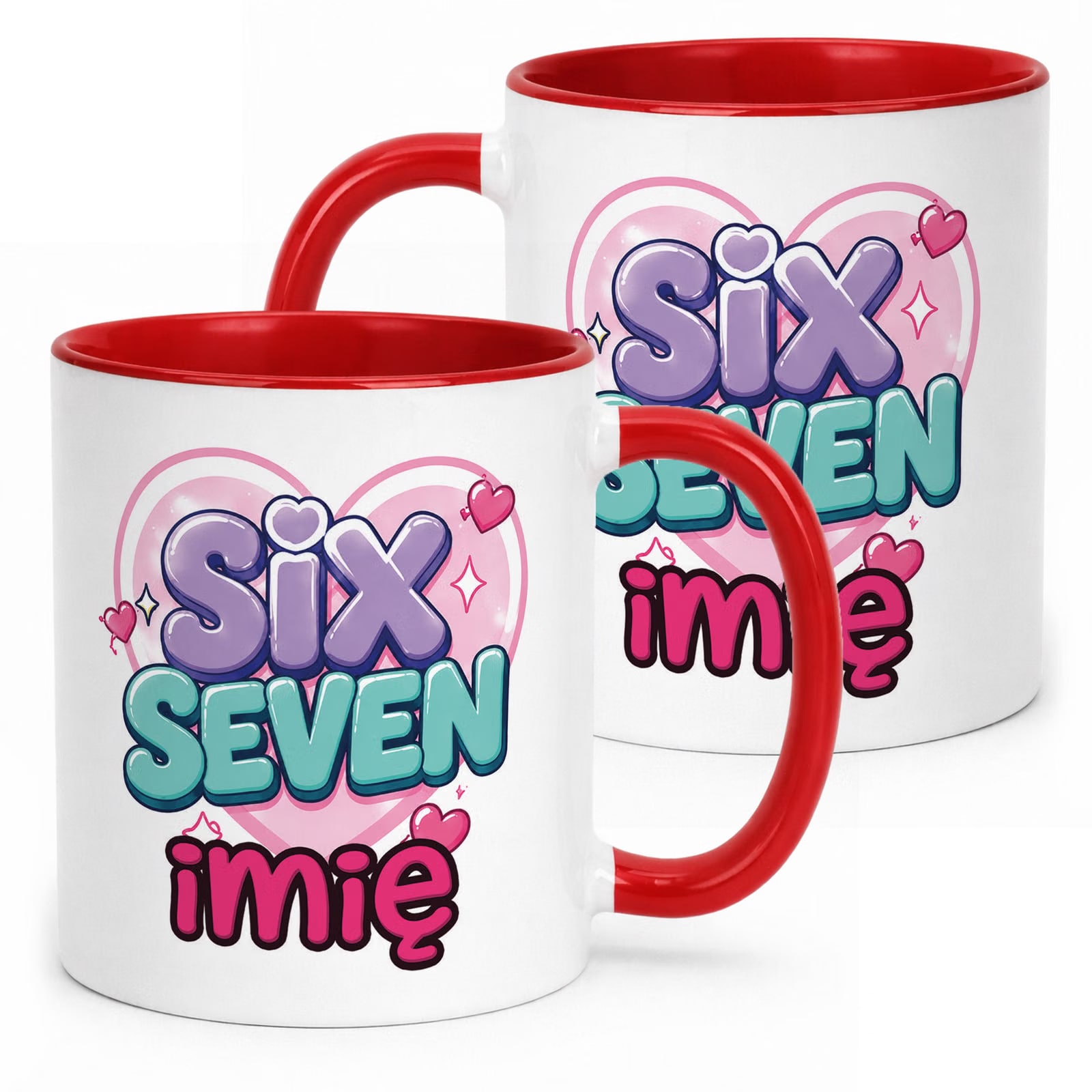 Kubek Czerwony z nadrukiem personalizowany SIX SEVEN Dla Dzieci Prezent