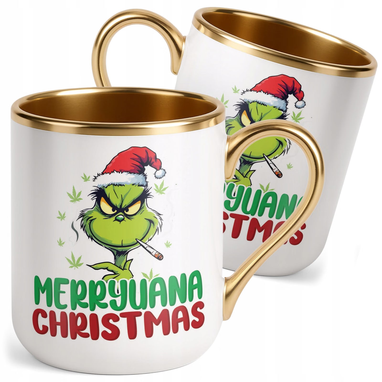 Kubek Premium Złoty Boże Narodzenie Mikołajki Marryuana Christmas Prezent