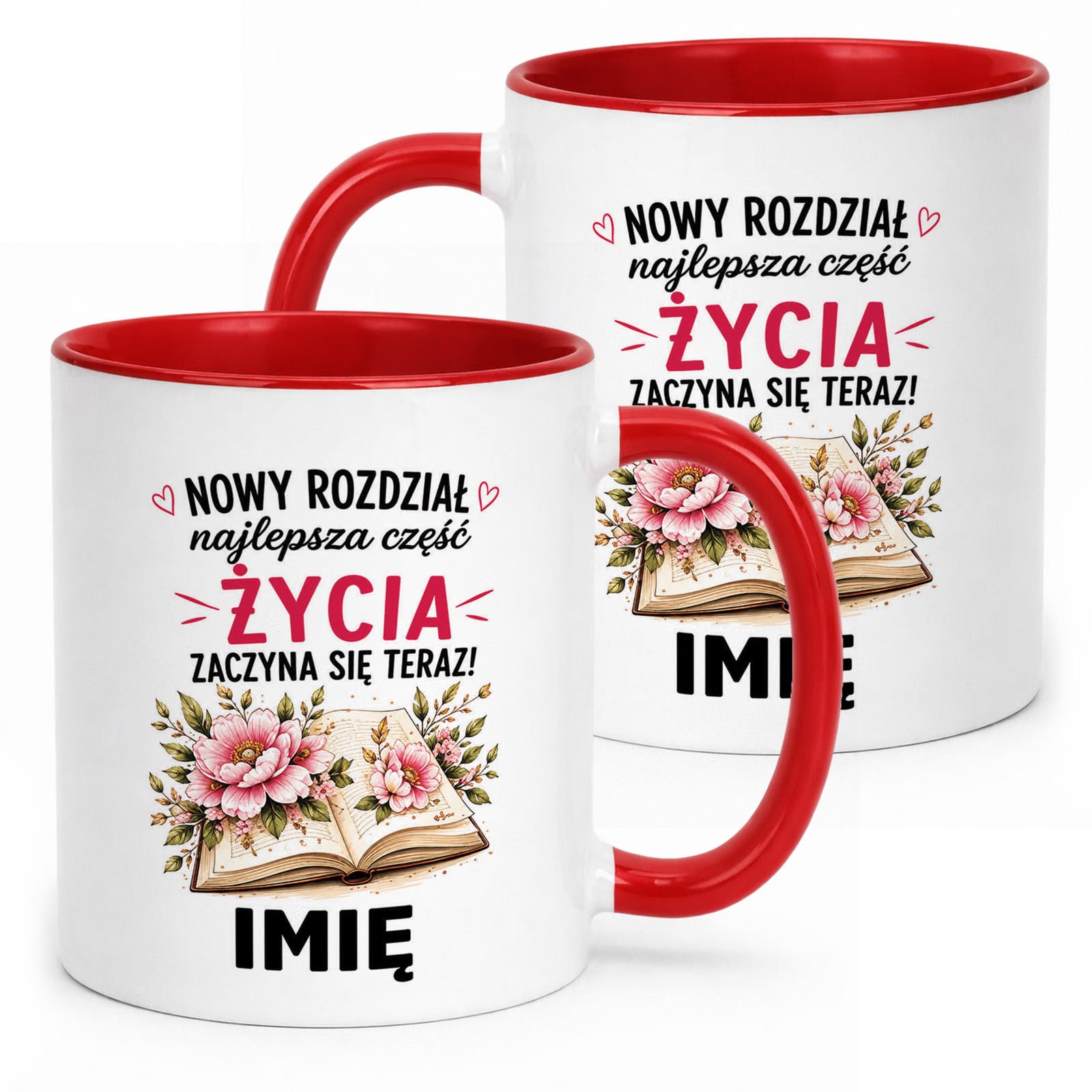 Kubek Czerwony Personalizowany z Nadrukiem Emerytura Dla Emerytki Prezent