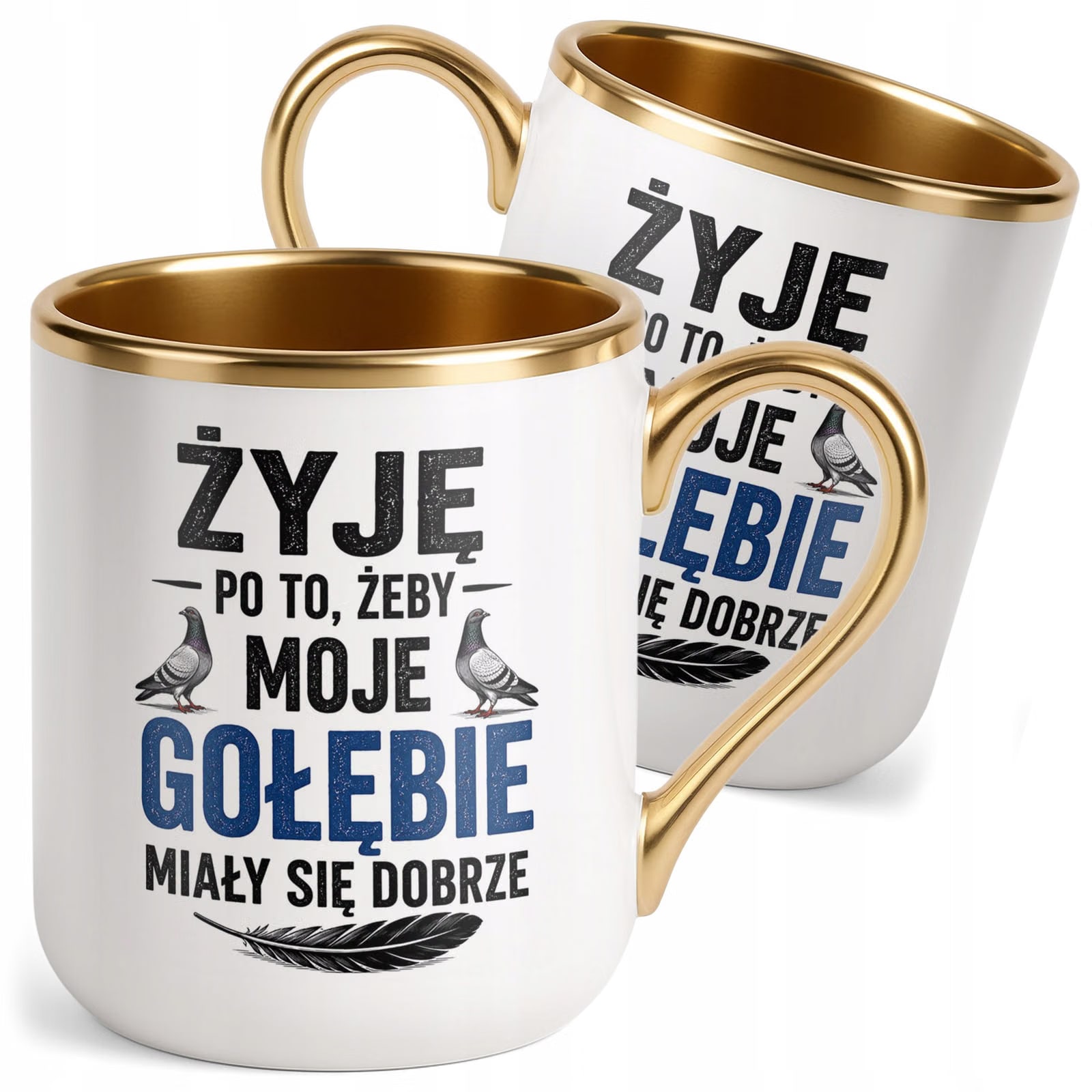 Kubek z nadrukiem Premium Złoty Dla Gołębiarza Hodowcy Gołębi Prezent