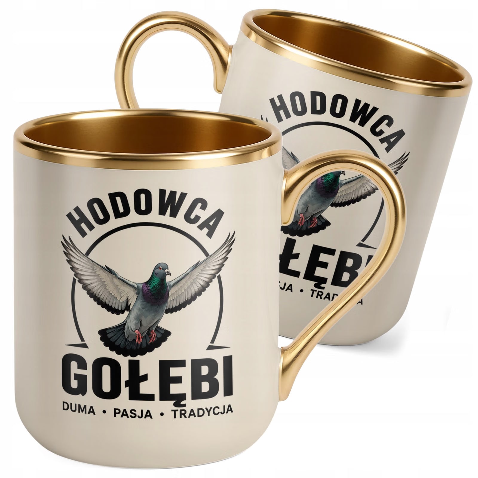 Kubek z nadrukiem Premium Złoty Ecru Dla Gołębiarza Hodowcy Gołębi Prezent