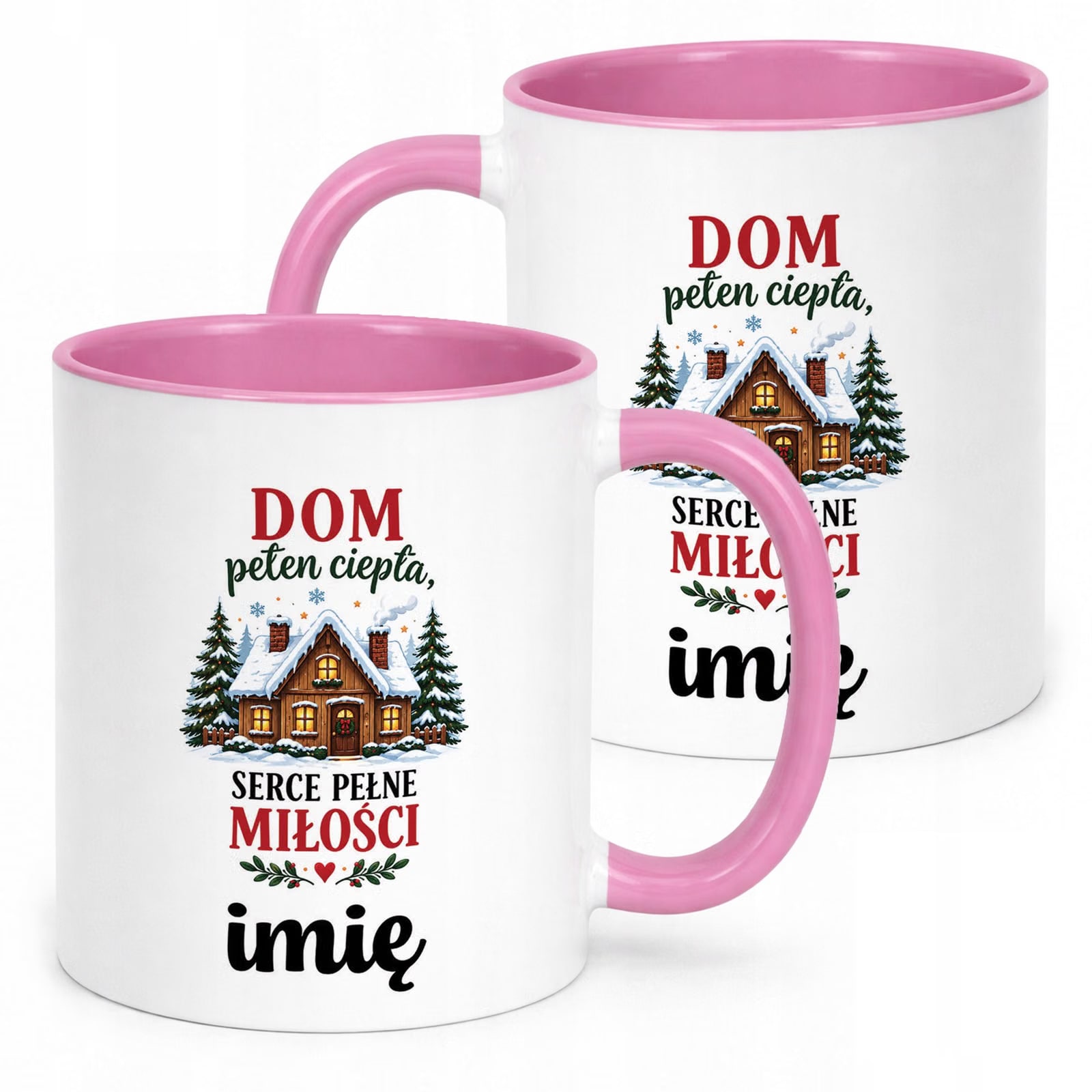 Kubek Różowy Personalizowany z Nadrukiem Boże Narodzenie Święta Prezent