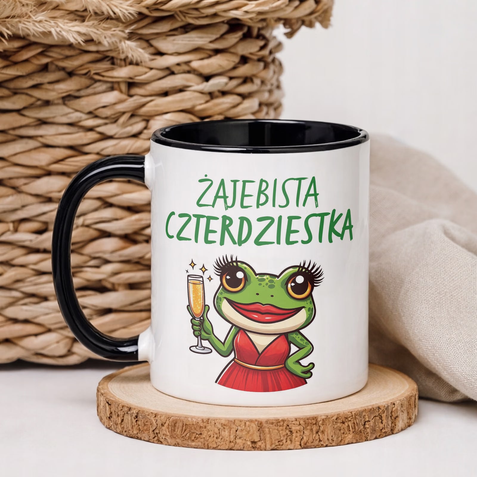 Kubek Czarny Żajebista 40 Dla Kobiety Na Urodziny Prezent