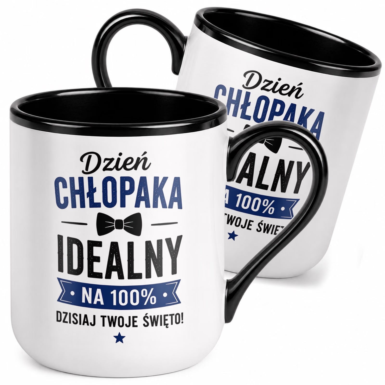 Kubek z nadrukiem Premium Czarny Dzień Chłopaka Dla Mężczyzny Prezent