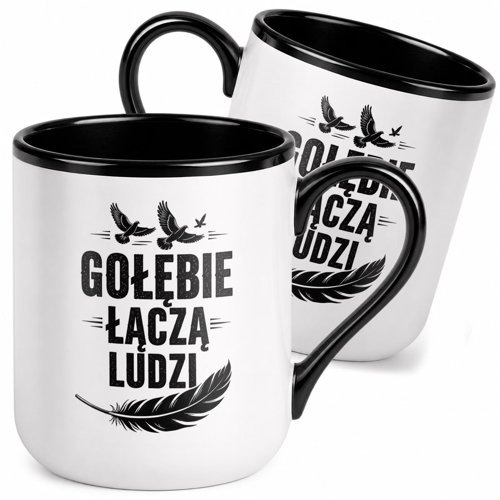 Kubek z nadrukiem Premium Czarny Dla Gołębiarza Hodowca Gołębi Prezent