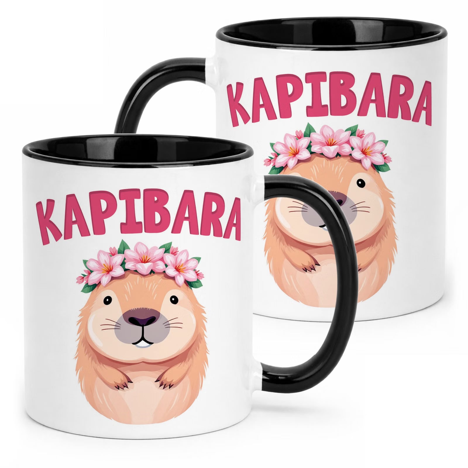 Kubek Czarny Kapibara Capybara Zwierzak Słodki Dla Dzieci Prezent