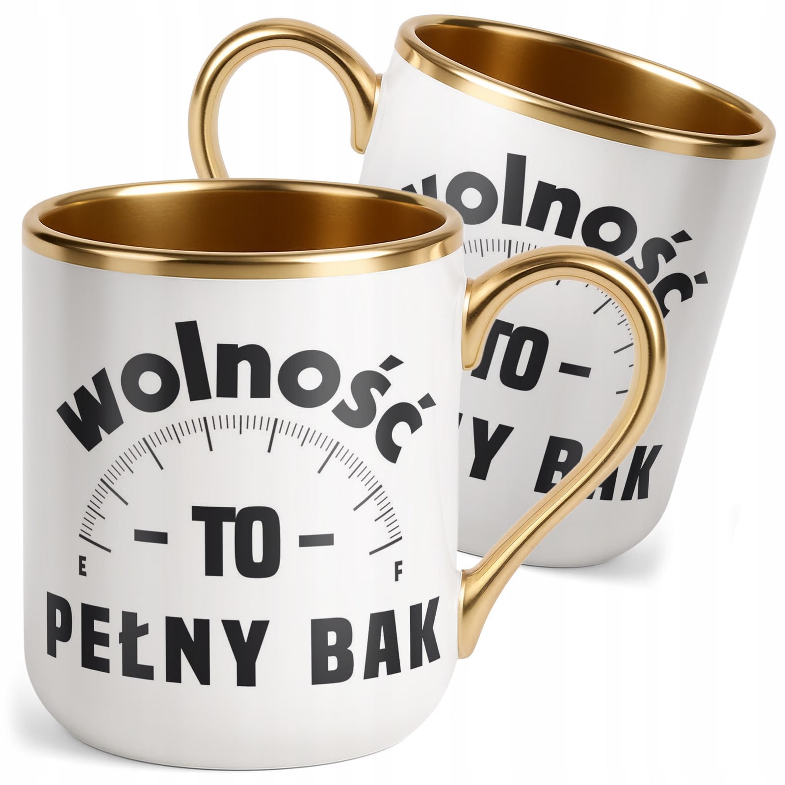Kubek Premium Złoty Wolność To Pełny Bak Dla Fanów Motoryzacji Prezent