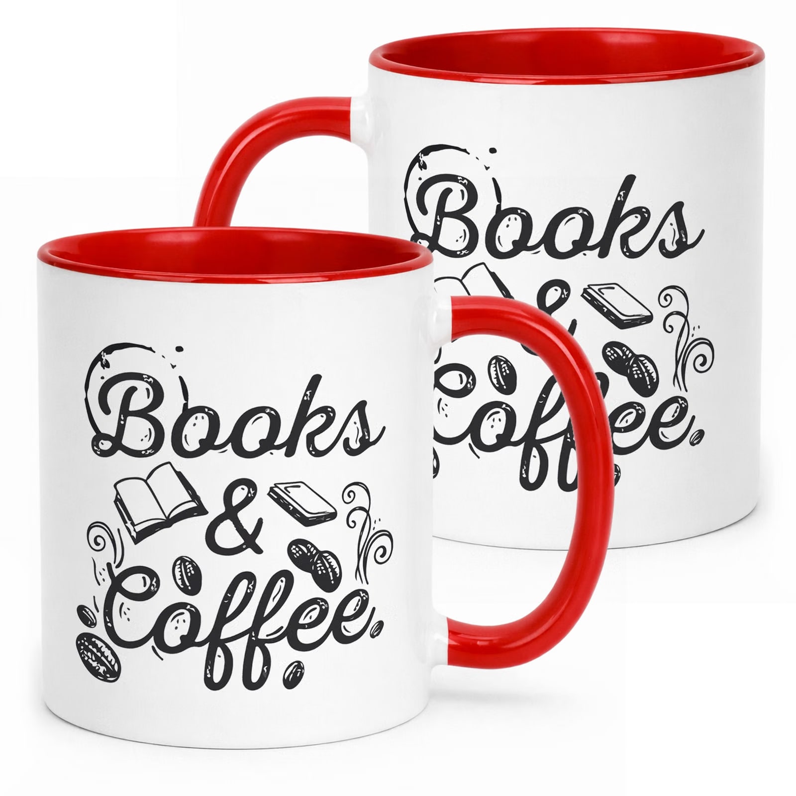Kubek Czerwony Coffee And Books Dla Fanów Czytania i Kawy
