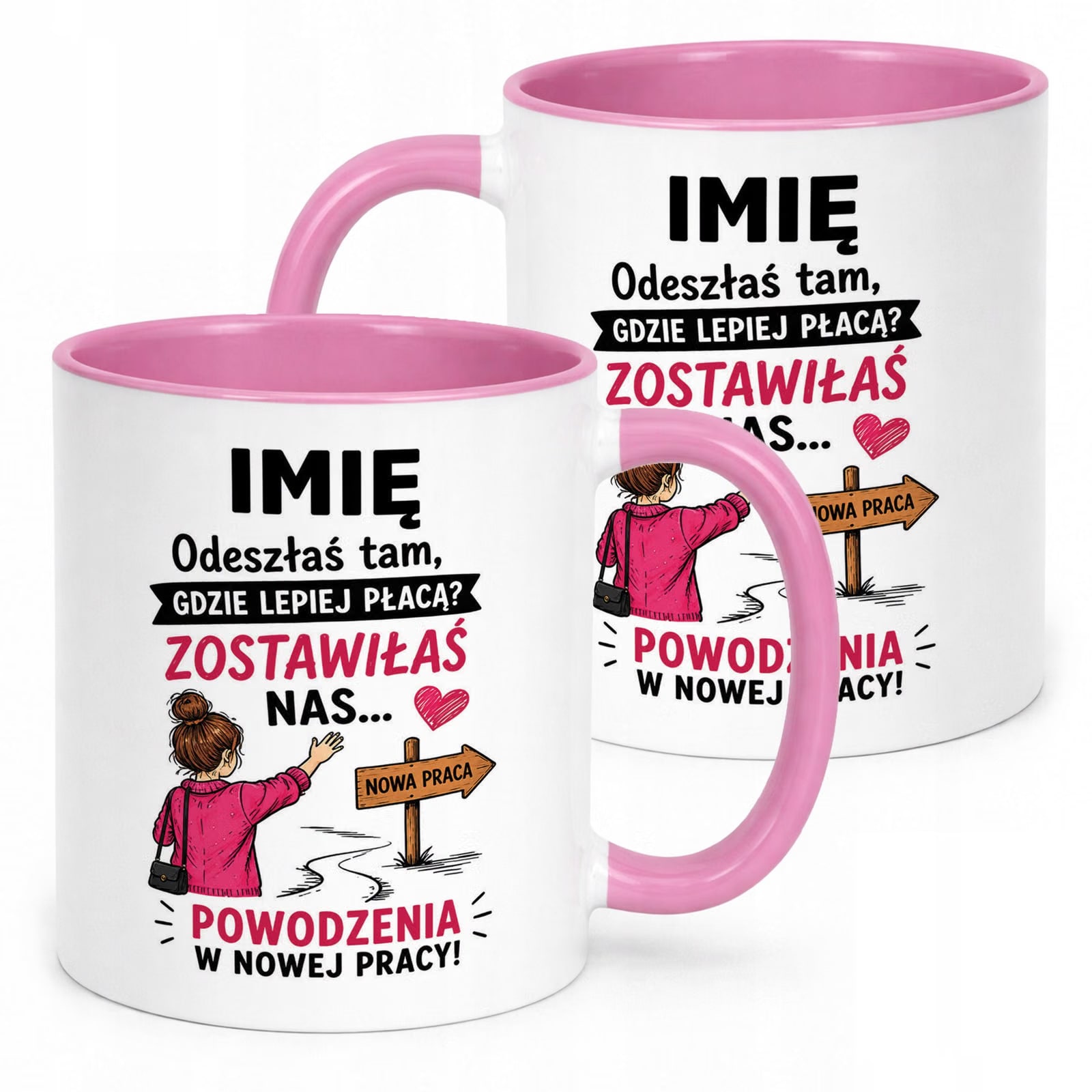 Kubek Różowy Personalizowany z Nadrukiem Pożegnanie Odejście z Pracy