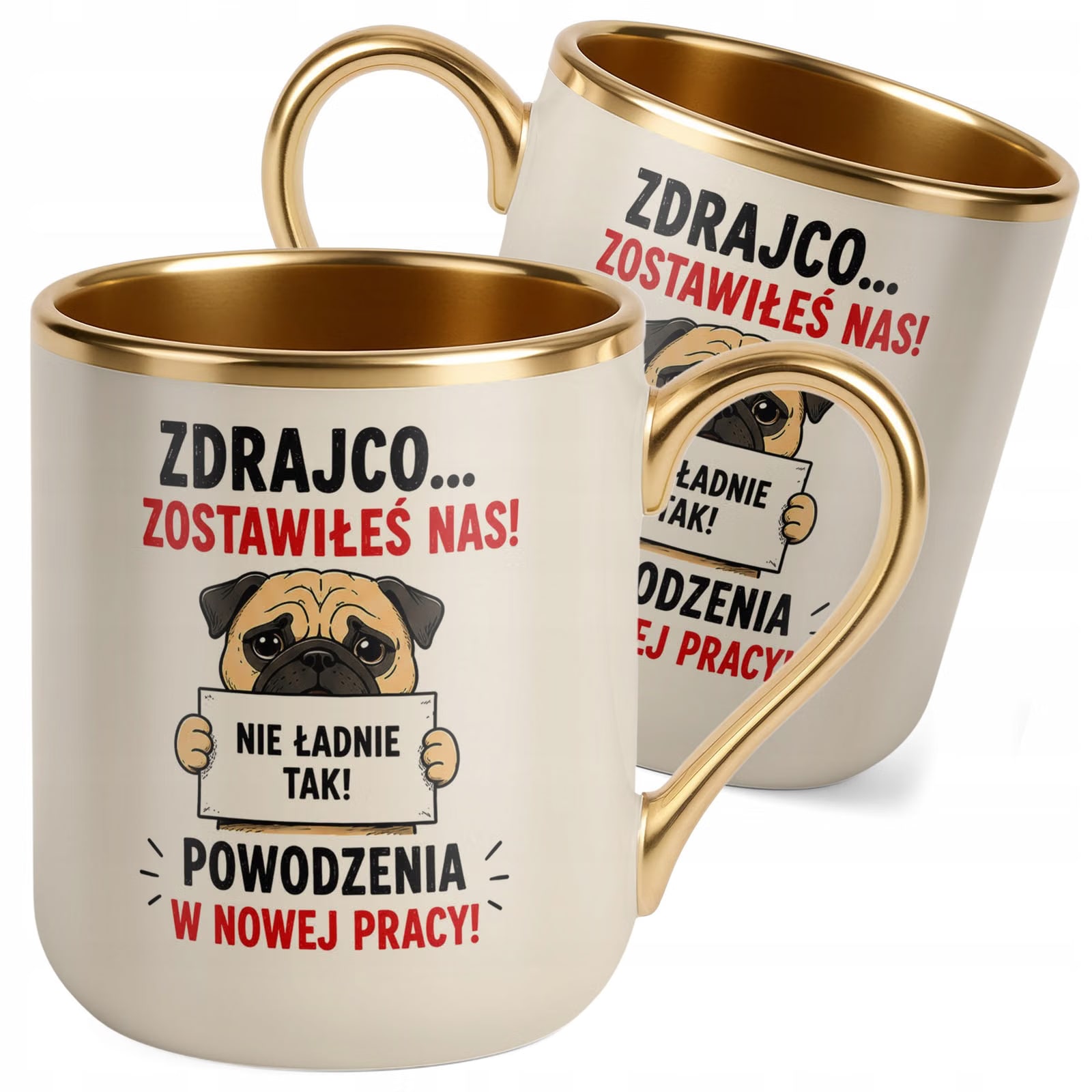 Kubek z nadrukiem Premium Złoty Ecru Pożegnanie Odejście z Pracy