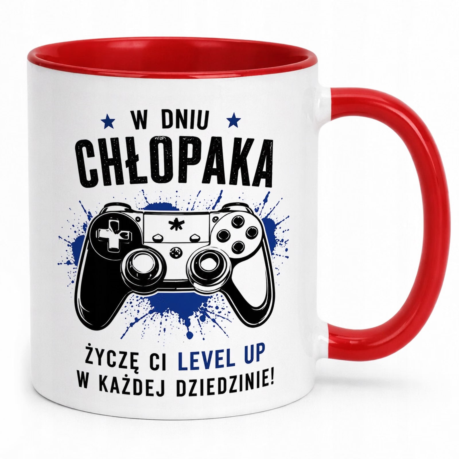 Czerwony Kubek z nadrukiem Dzień Chłopaka Mężczyzny Upominek Prezent