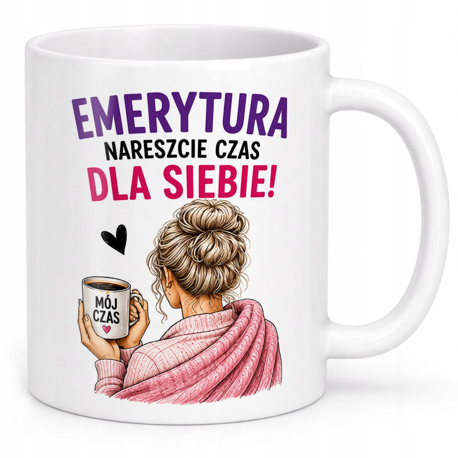 Biały Kubek z nadrukiem Emerytura Dla Emerytki Upominek Prezent