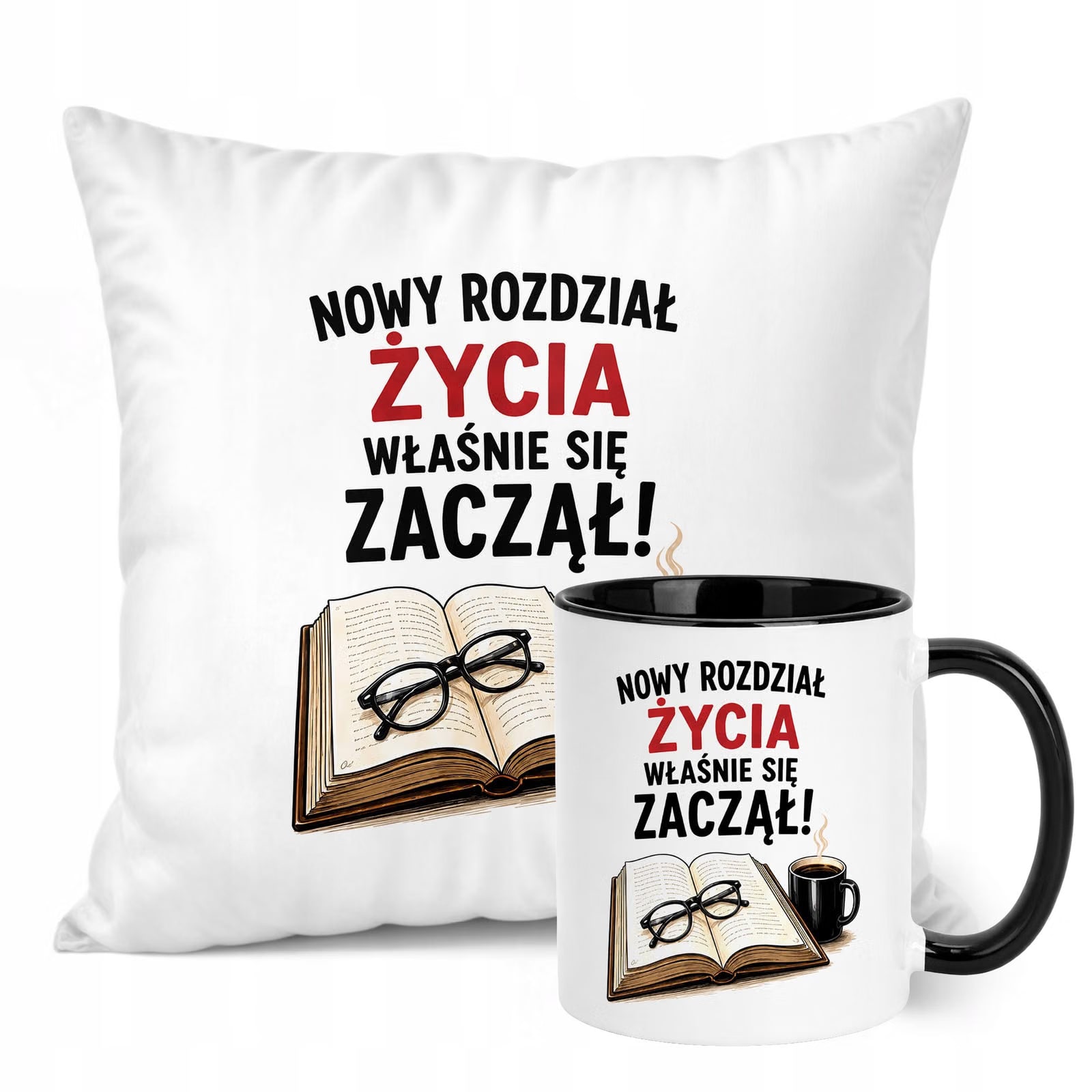 Zestaw Kubek Czarny Poduszka Z Nadrukiem Emerytura Dla Emeryta Prezent